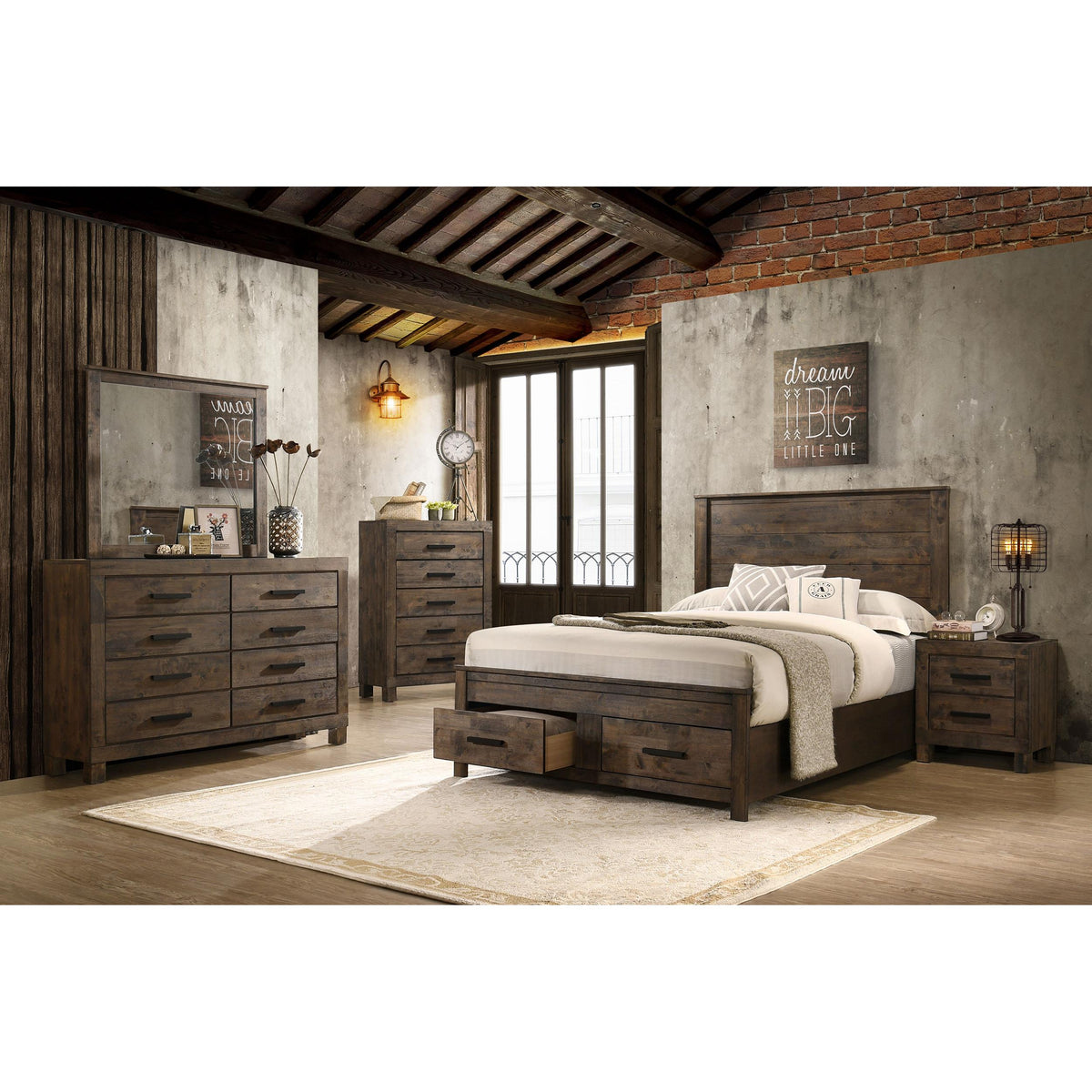 Coaster Furniture Woodmont 222631KE Eastern King Storage Bed - Rustic Golden Brown IMAGE 7