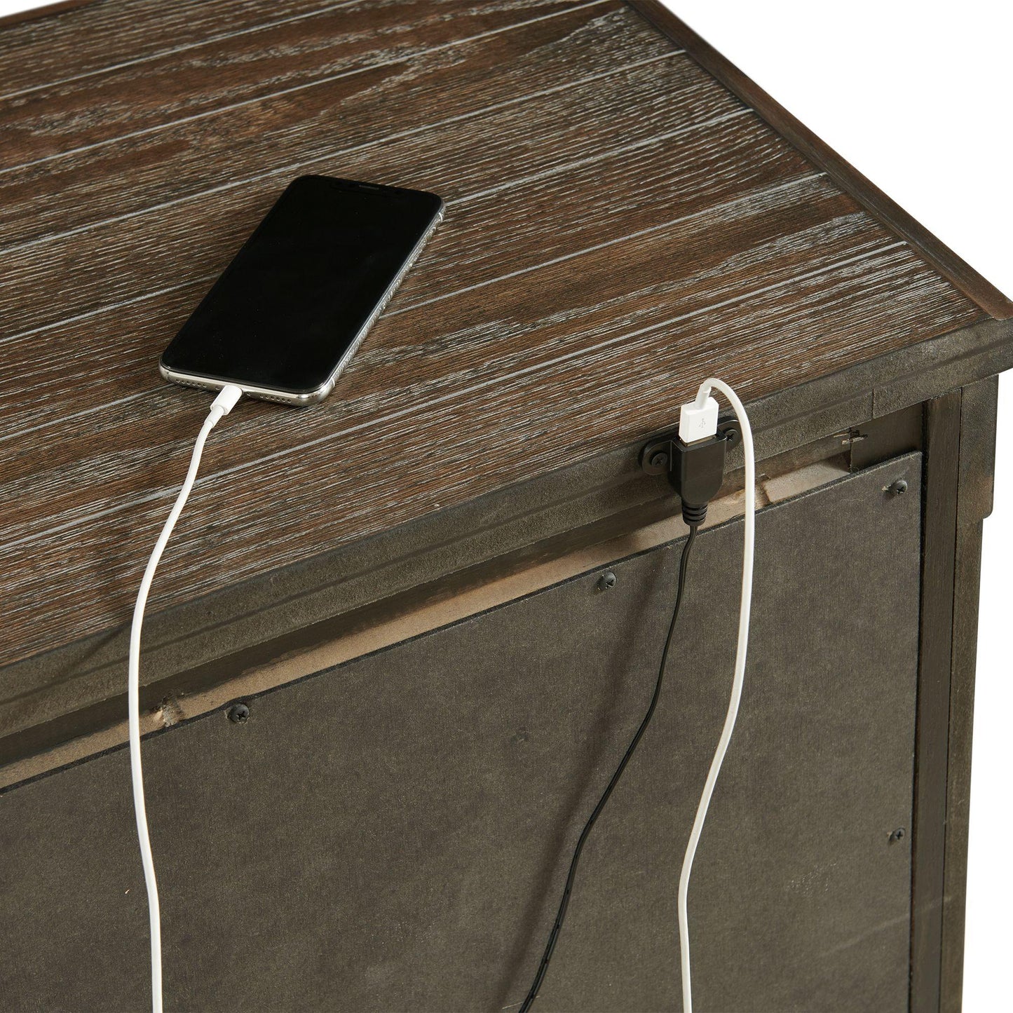 Elements International Scott SC300NS Nightstand with USB Ports - Walnut IMAGE 4