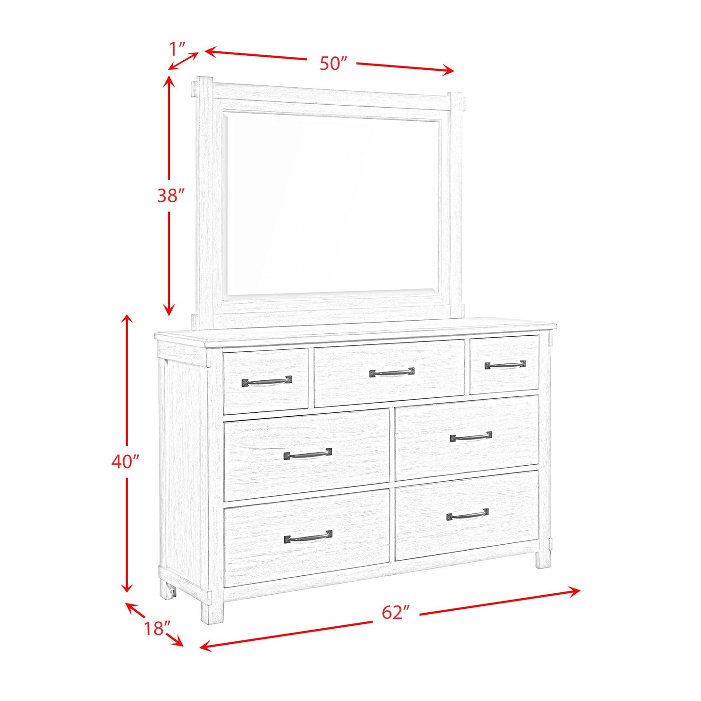 Elements International Scott SC300DRMR Dresser with Mirror Set - Walnut IMAGE 12