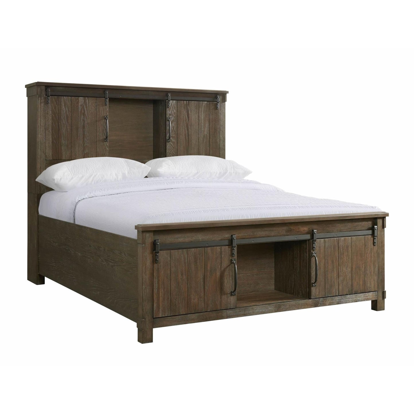 Elements International Scott SC370QB Queen Platform Storage Bed - Walnut IMAGE 1