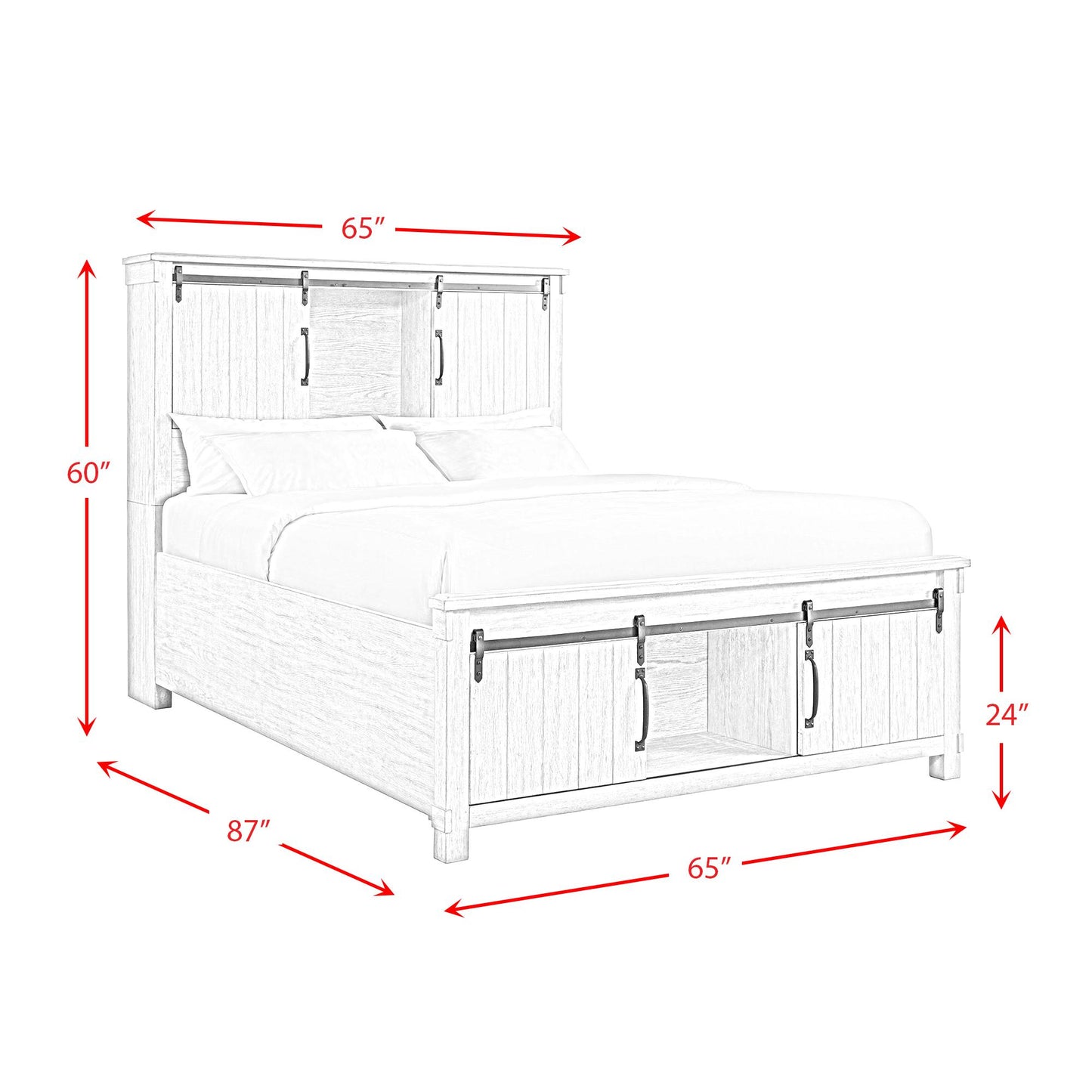 Elements International Scott SC370QB Queen Platform Storage Bed - Walnut IMAGE 12