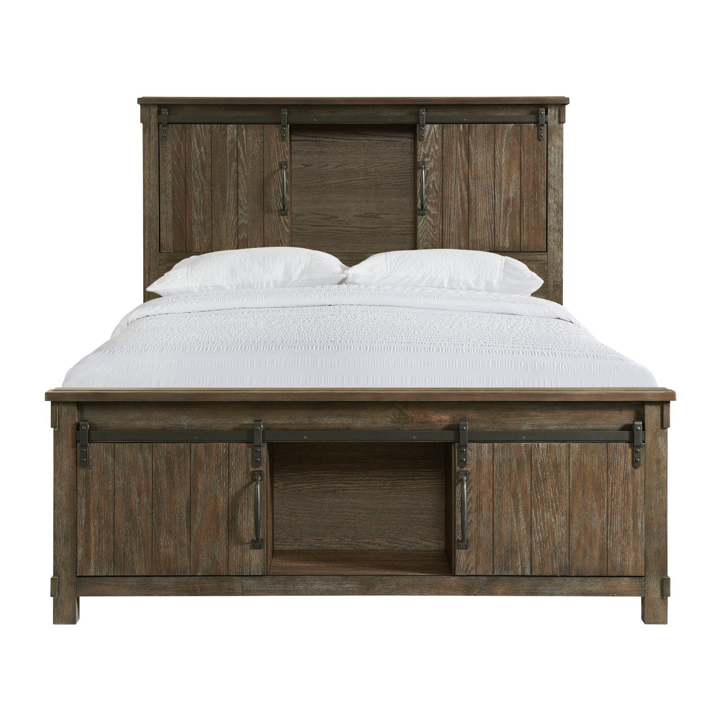 Elements International Scott SC370QB Queen Platform Storage Bed - Walnut IMAGE 2