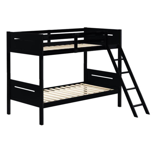 Coaster Furniture Littleton 405051BLK Wood Twin Over Twin Bunk Bed - Black IMAGE 1