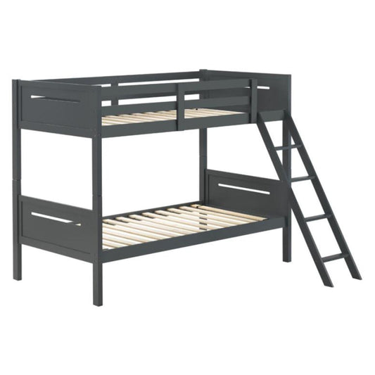 Coaster Furniture Littleton 405051GRY Wood Twin Over Twin Bunk Bed - Grey IMAGE 1