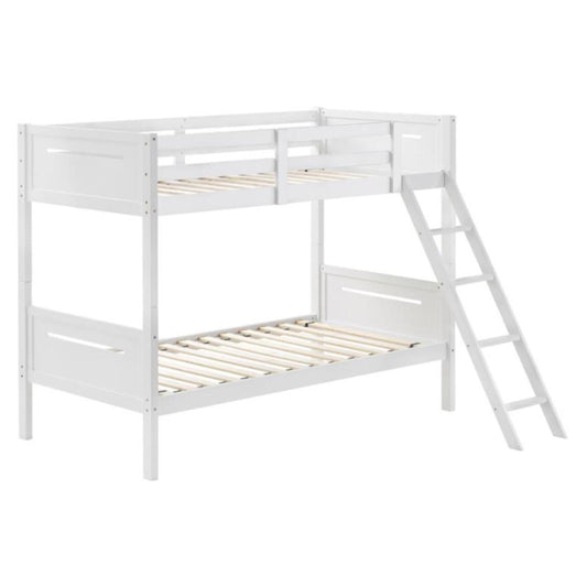Coaster Furniture Littleton 405051WHT Wood Twin Over Twin Bunk Bed - White IMAGE 1