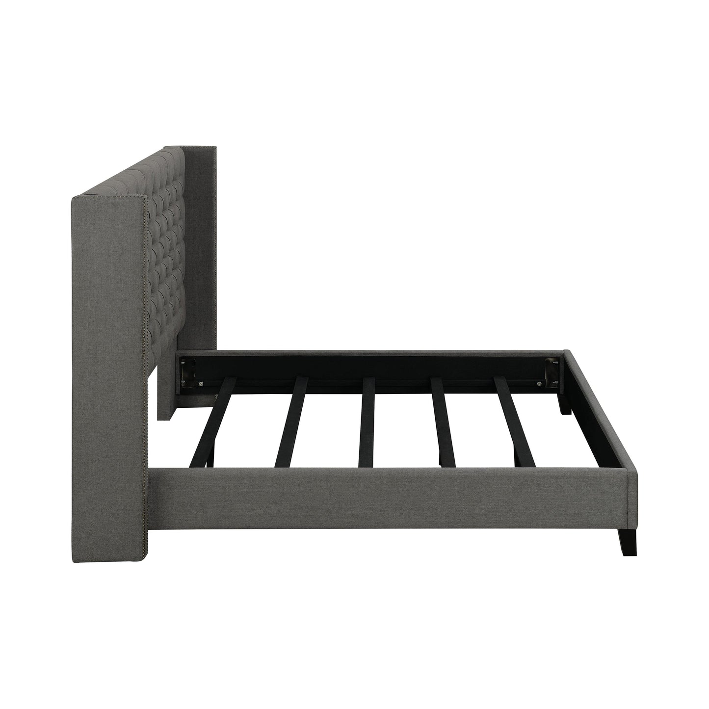 Coaster Furniture Bancroft 301405Q Upholstered Queen Wingback Bed - Grey IMAGE 3