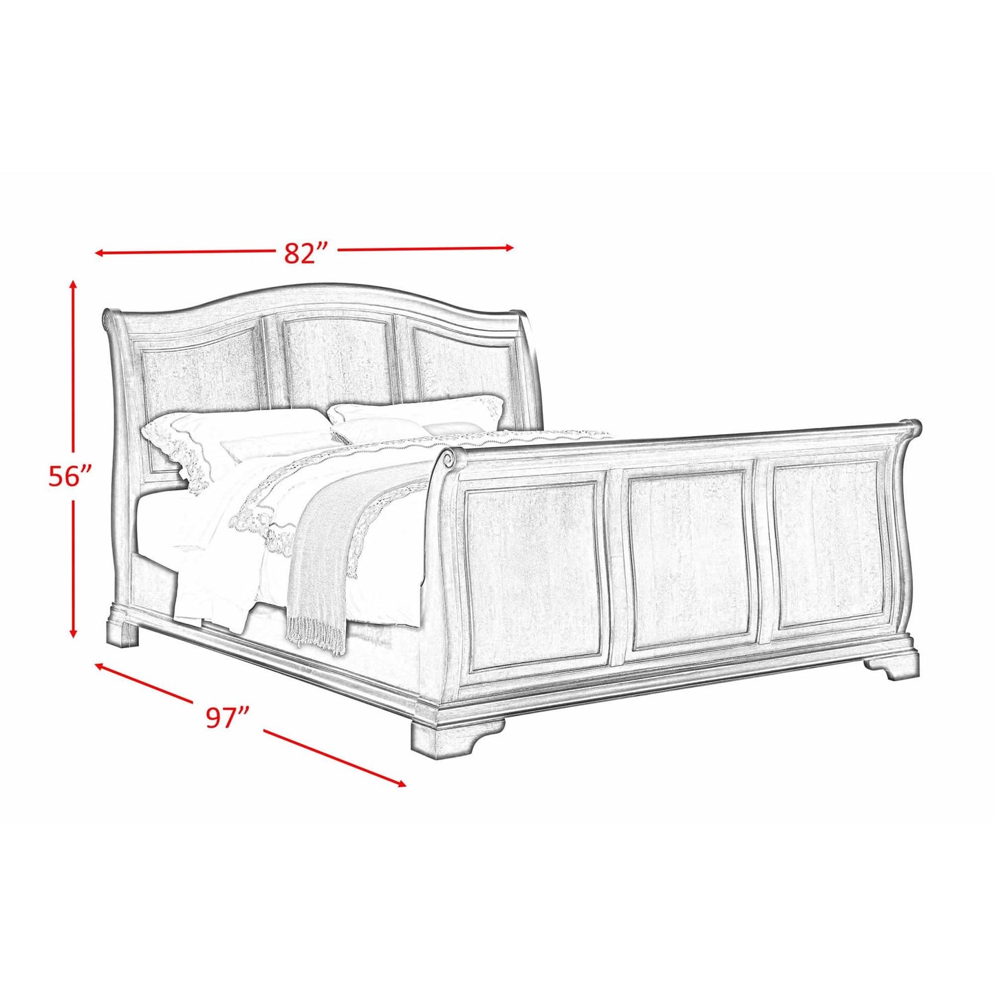 Elements International Cameron CM750KSB King Sleigh Bed - Cherry IMAGE 3