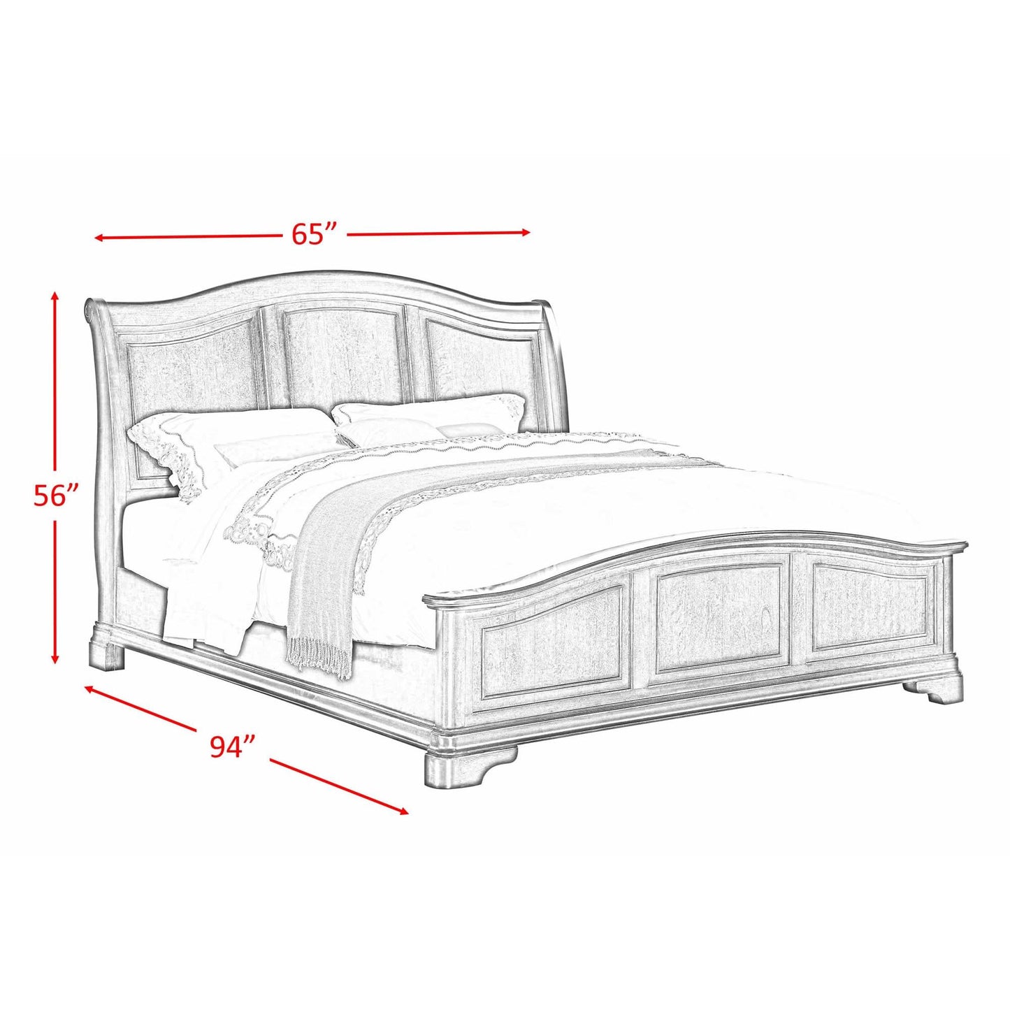 Elements International Cameron CM750QB Queen Panel Bed - Cherry IMAGE 3