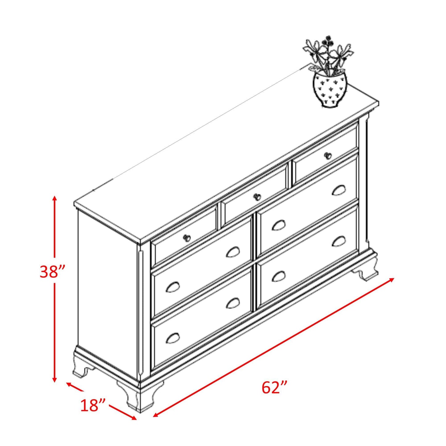 Elements International Canton Cherry CN600DR Dresser IMAGE 4
