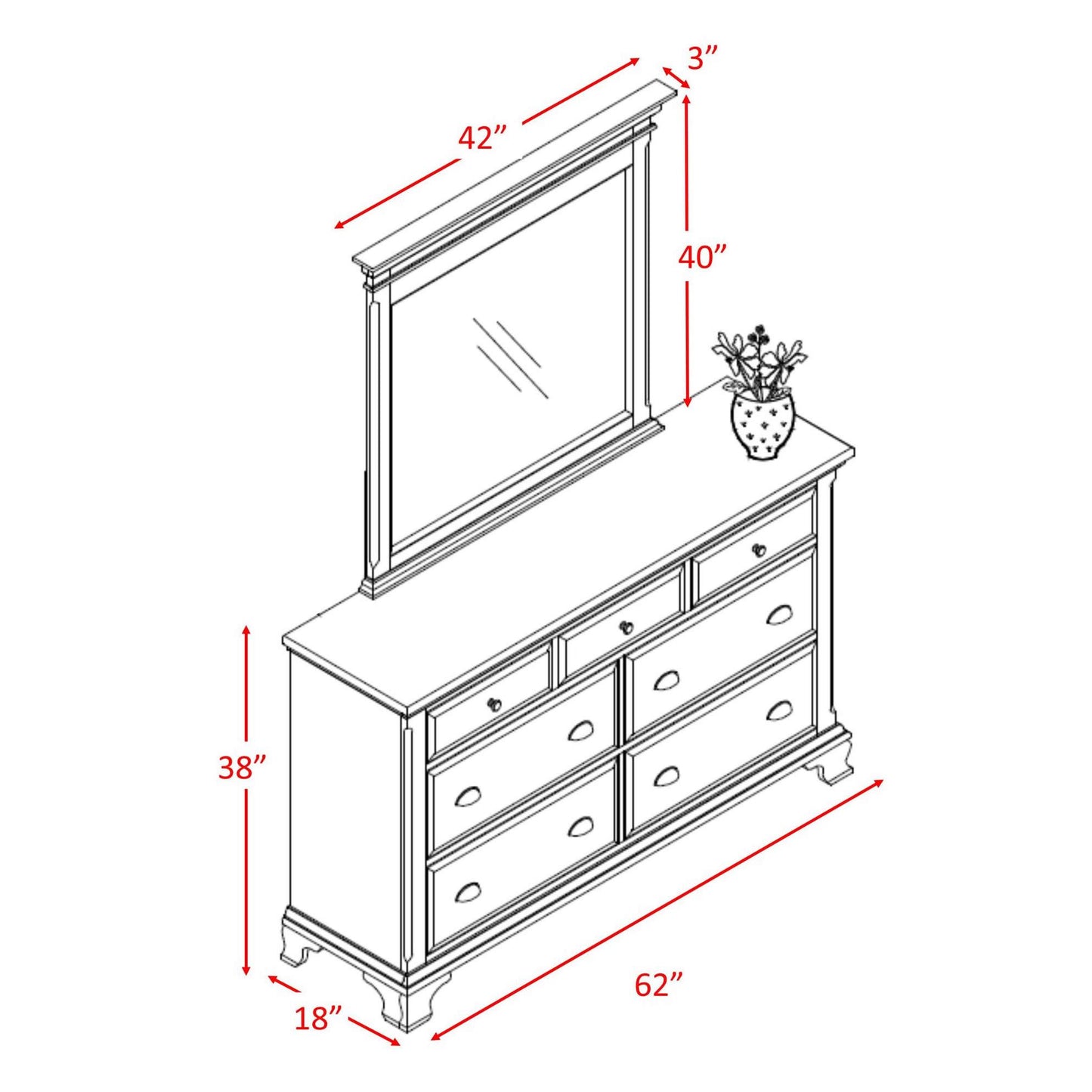 Elements International Canton Cherry CN600DRMR Dresser IMAGE 4