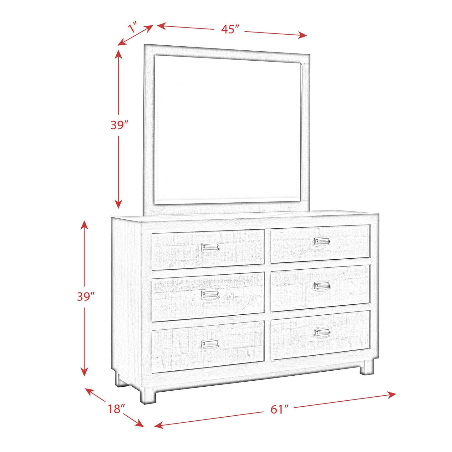 Elements International Harlington HG100DRMR Dresser w/ Mirror Set IMAGE 12