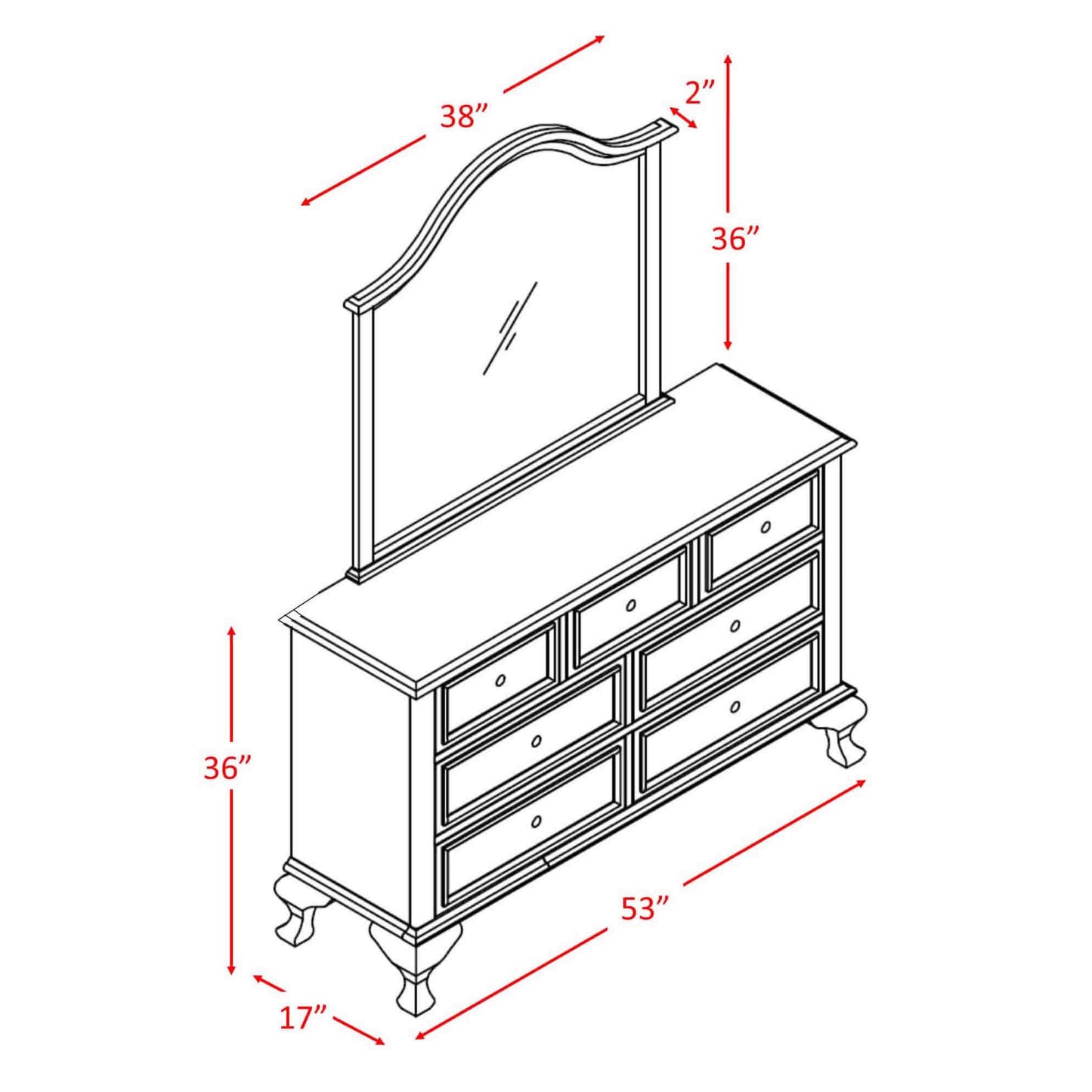 Elements International Jesse JS700DRMR Dresser and Mirror Set IMAGE 4