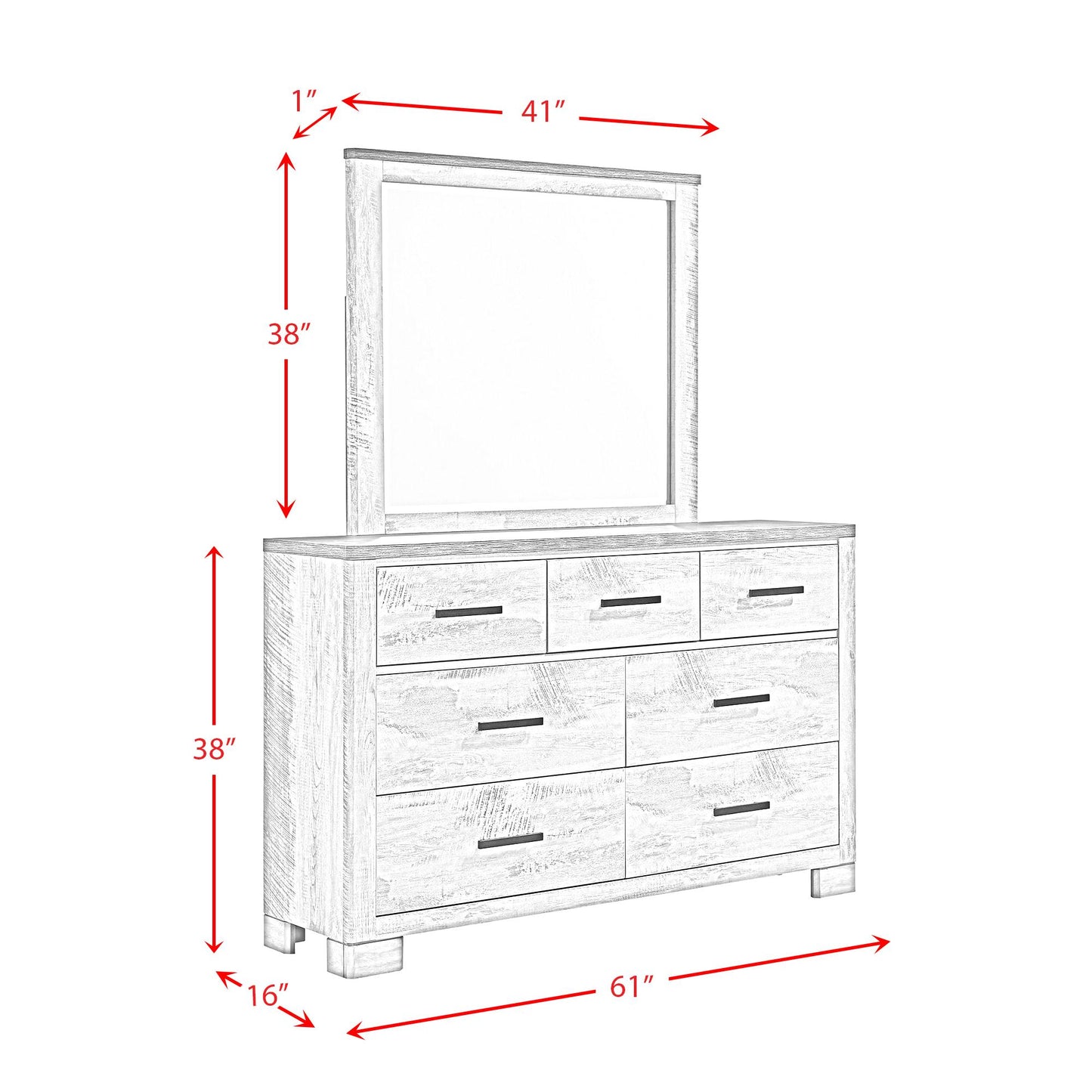Elements International Millers Cove MC300DRMR Dresser with Mirror IMAGE 12