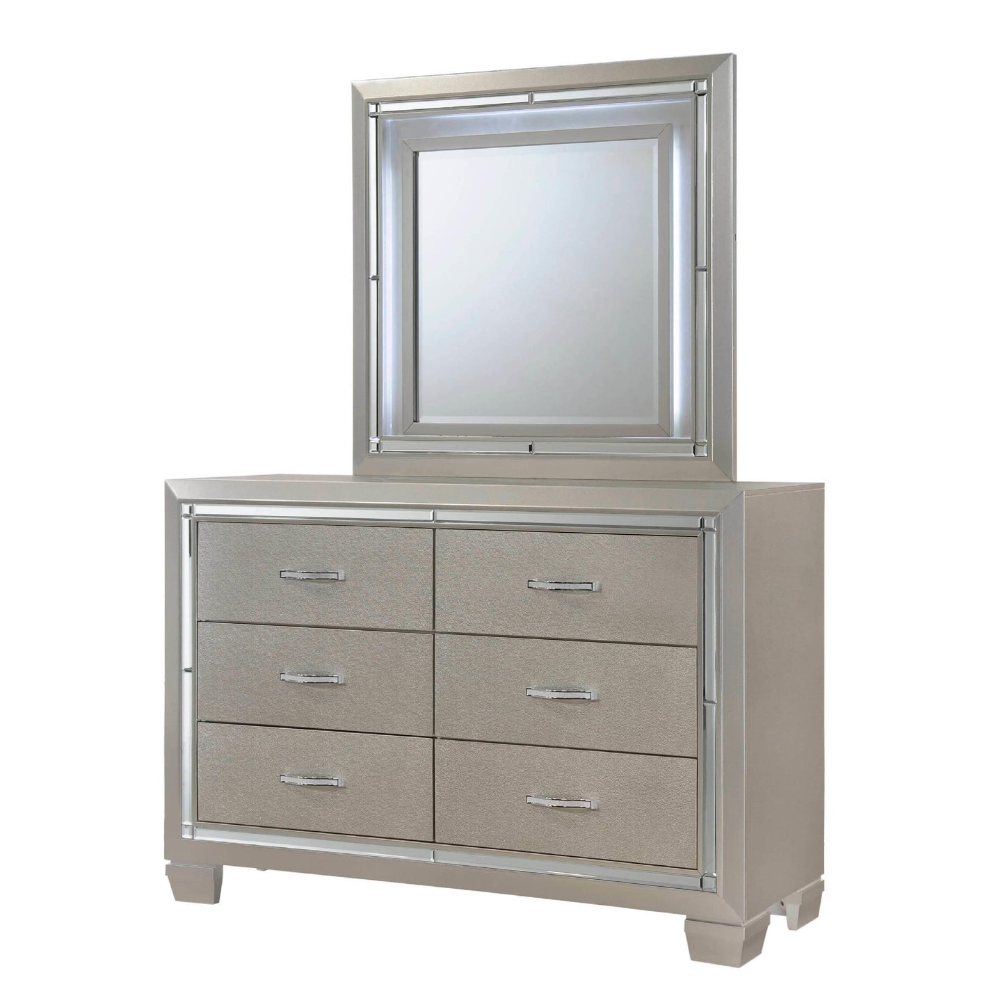 Elements International Platinum Youth LT111DRMR Dresser & Mirror w/ LED Light Set IMAGE 4