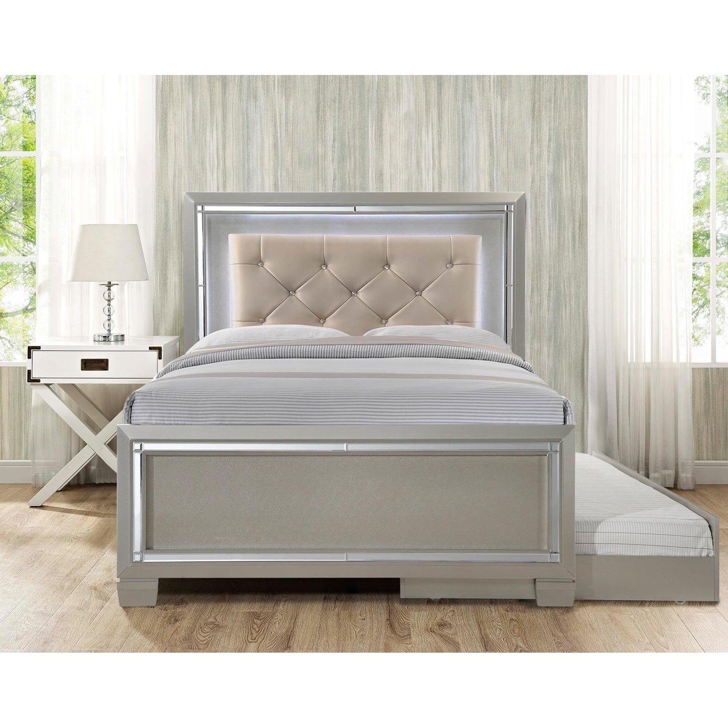 Elements International Platinum Youth LT111FTB Full Platform Bed w/ Trundle IMAGE 4