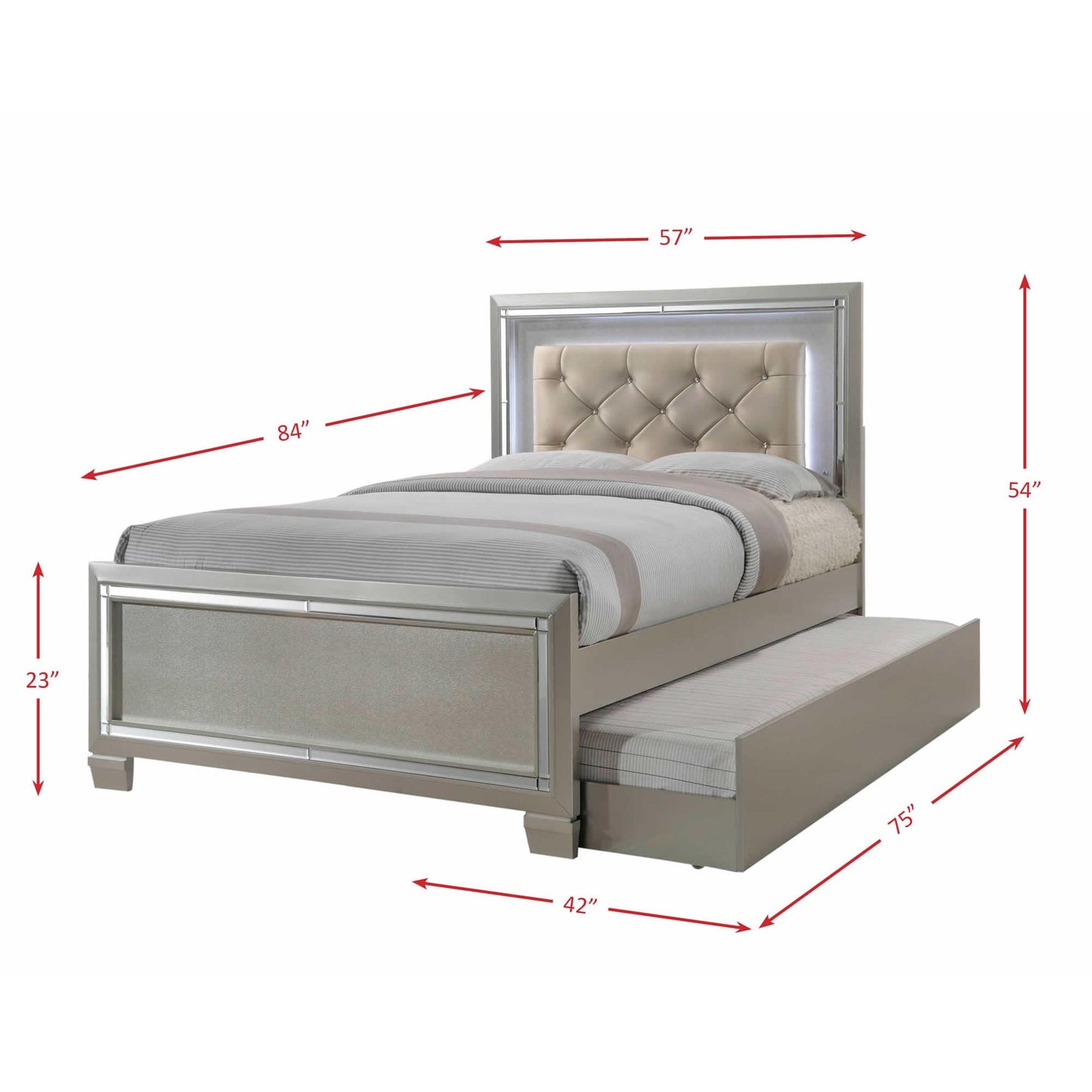 Elements International Platinum Youth LT111FTB Full Platform Bed w/ Trundle IMAGE 6