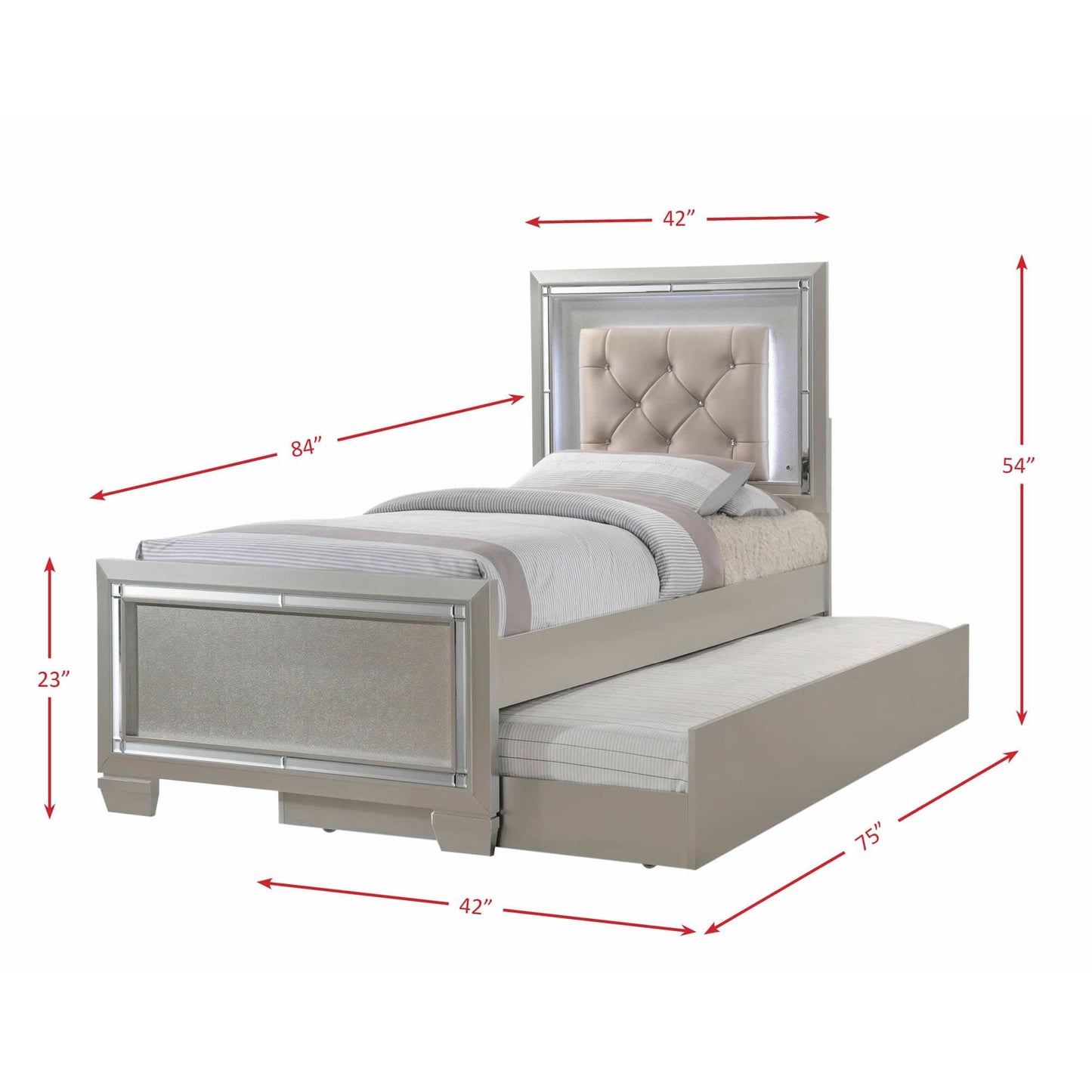Elements International Platinum Youth LT111TTB Twin Platform Bed w/ Trundle IMAGE 6