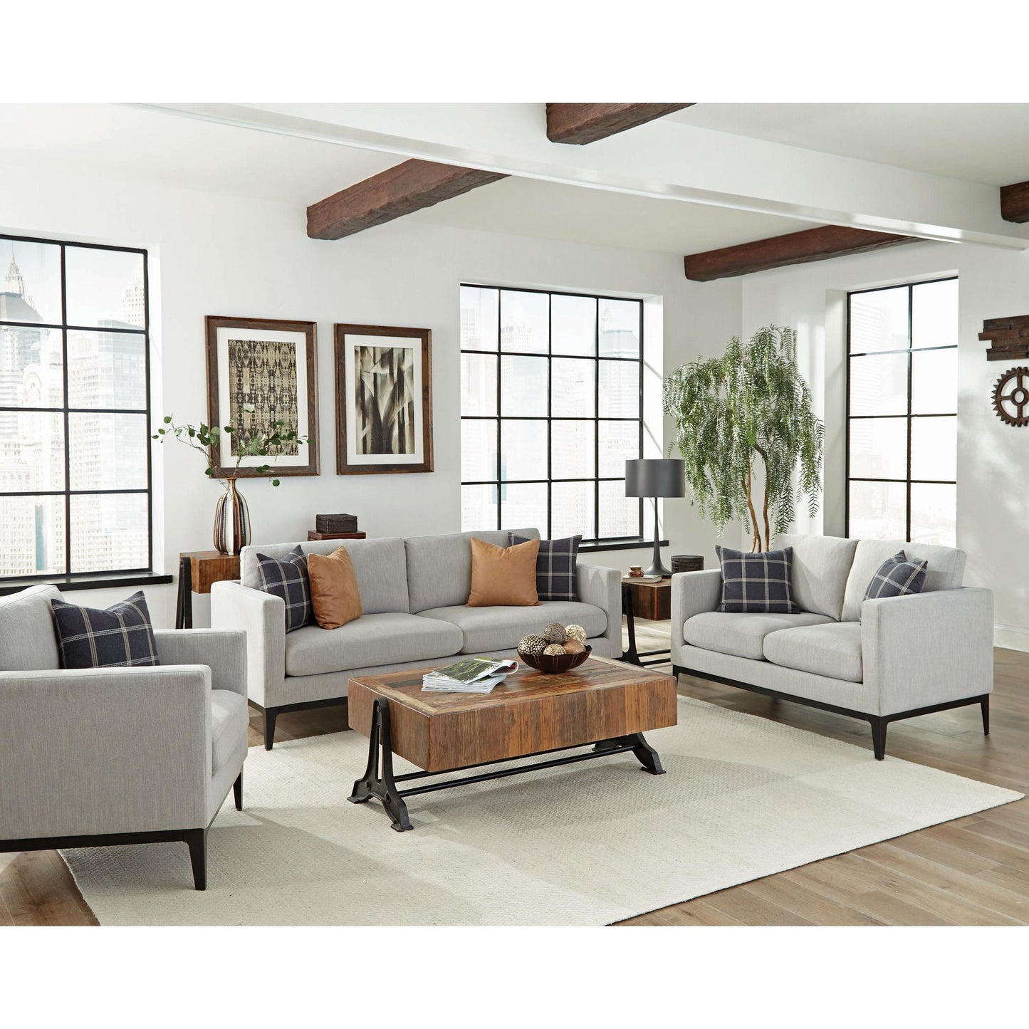 Coaster Furniture Apperson 508682 Upholstered Track Arm Loveseat - Light Grey IMAGE 10