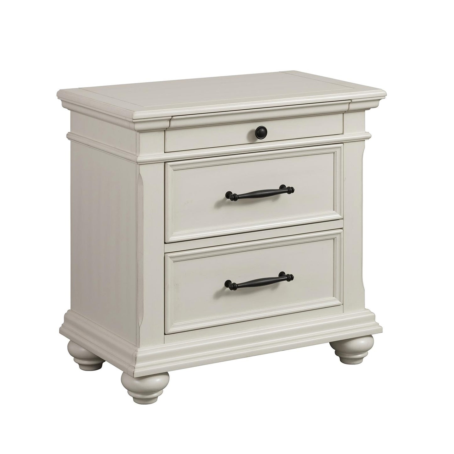 Elements International Slater SR600NS 3-Drawer Nightstand with USB Ports - White IMAGE 1