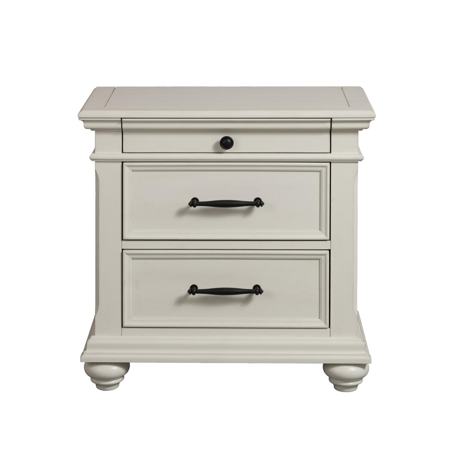 Elements International Slater SR600NS 3-Drawer Nightstand with USB Ports - White IMAGE 2