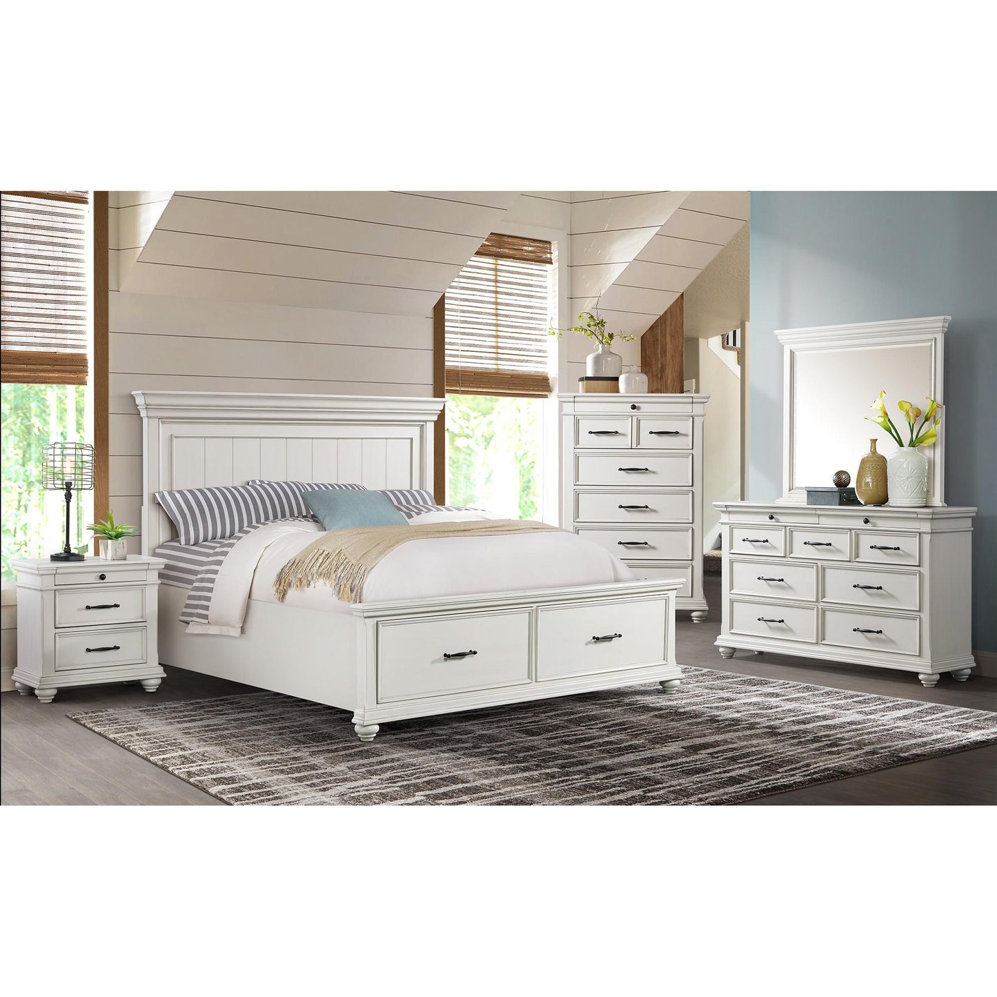 Elements International Slater SR600DRMR Dresser with Mirror - White IMAGE 11