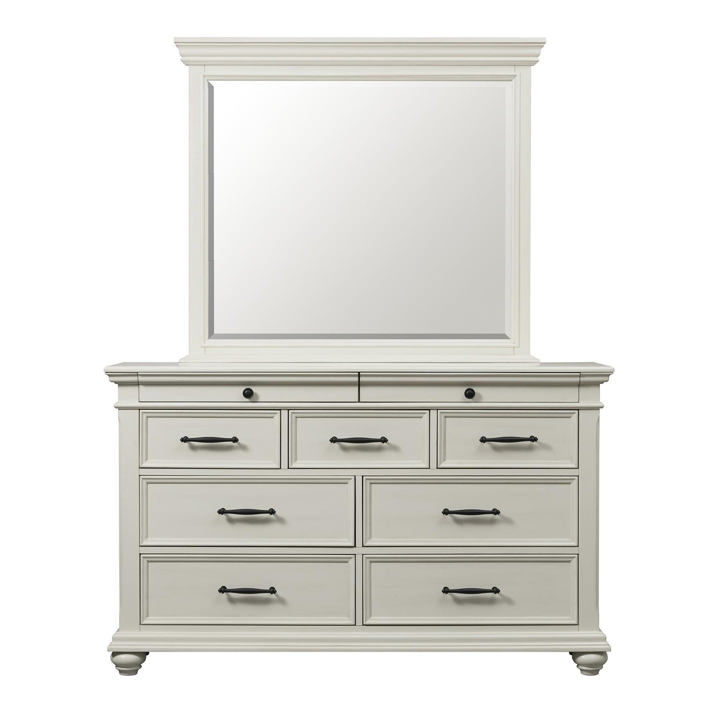 Elements International Slater SR600DRMR Dresser with Mirror - White IMAGE 2