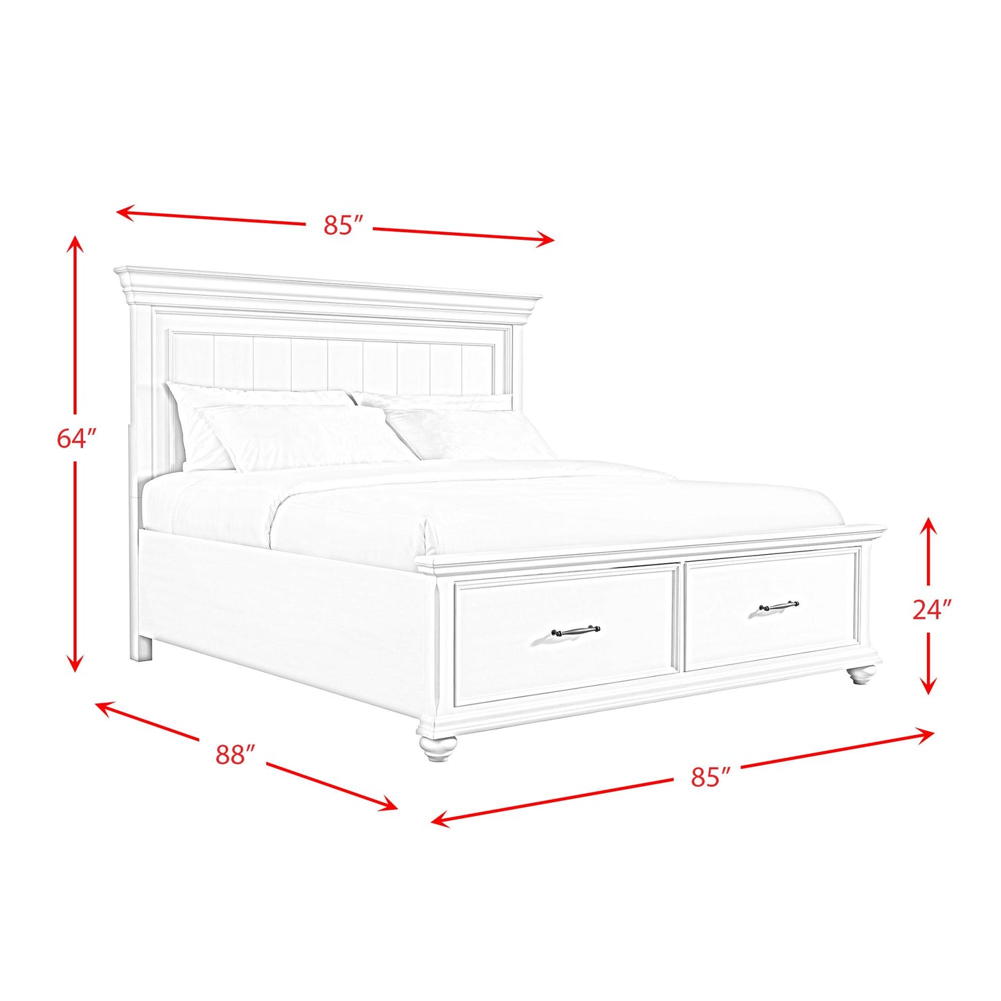 Elements International Slater SR650KB King Platform Storage Bed - White IMAGE 11
