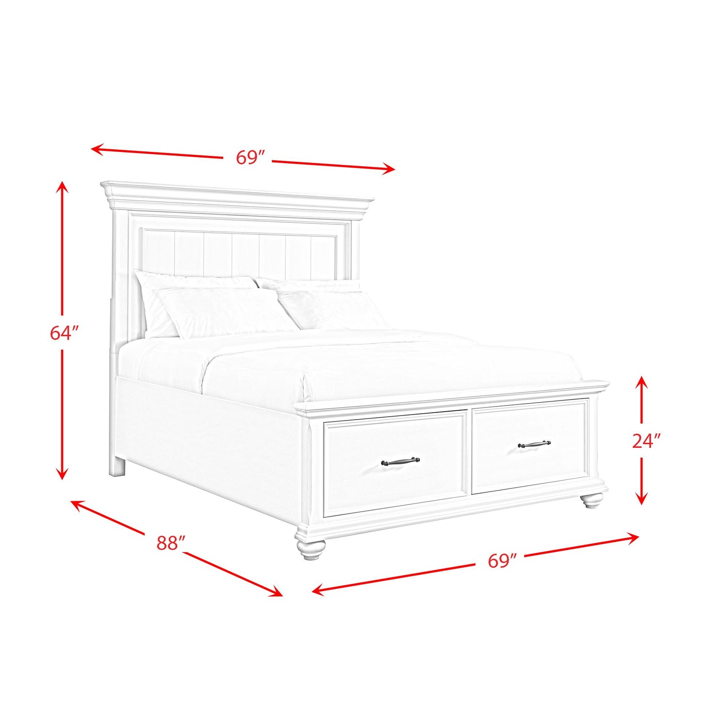 Elements International Slater SR650QB Queen Platform Storage Bed - White IMAGE 11