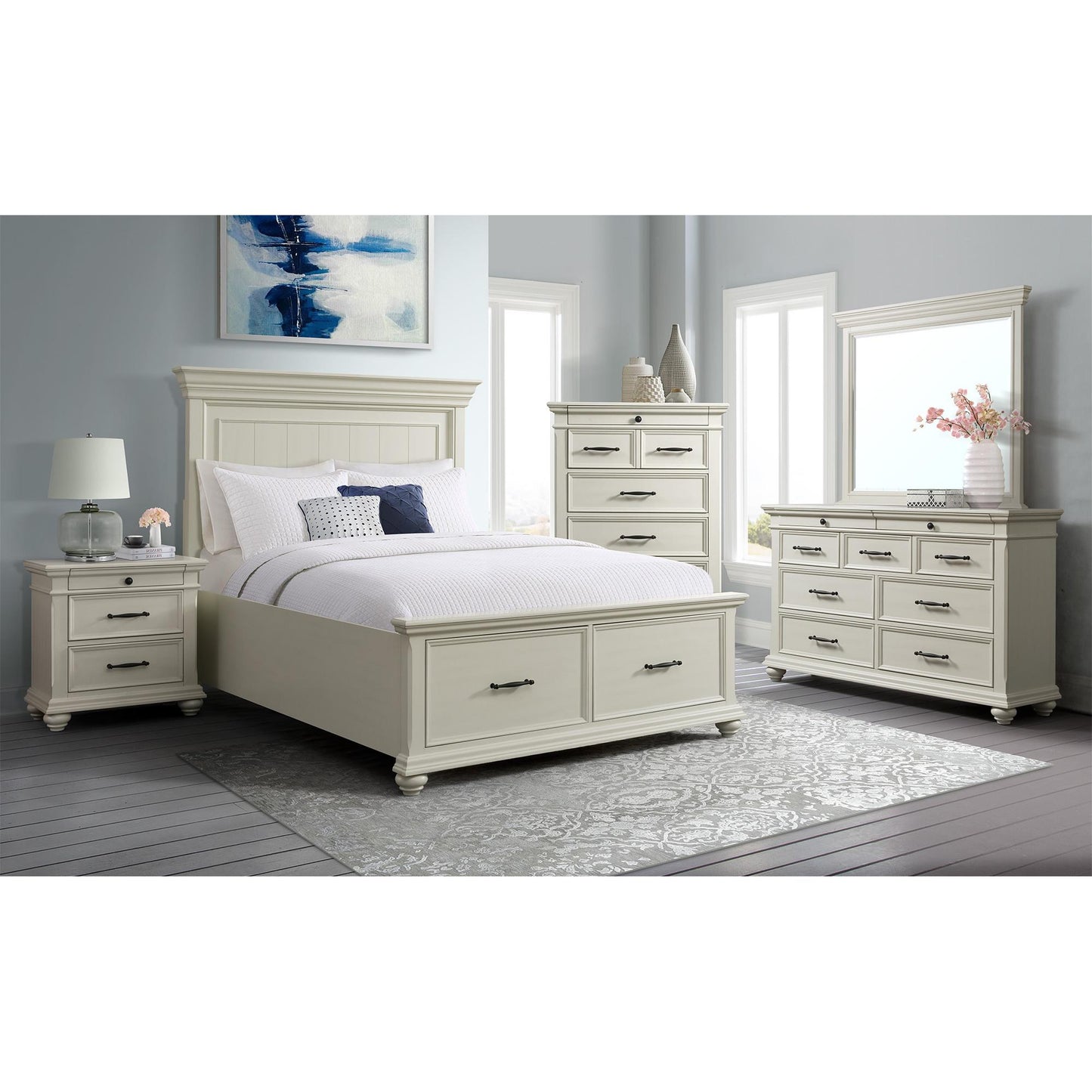 Elements International Slater SR650QB Queen Platform Storage Bed - White IMAGE 9