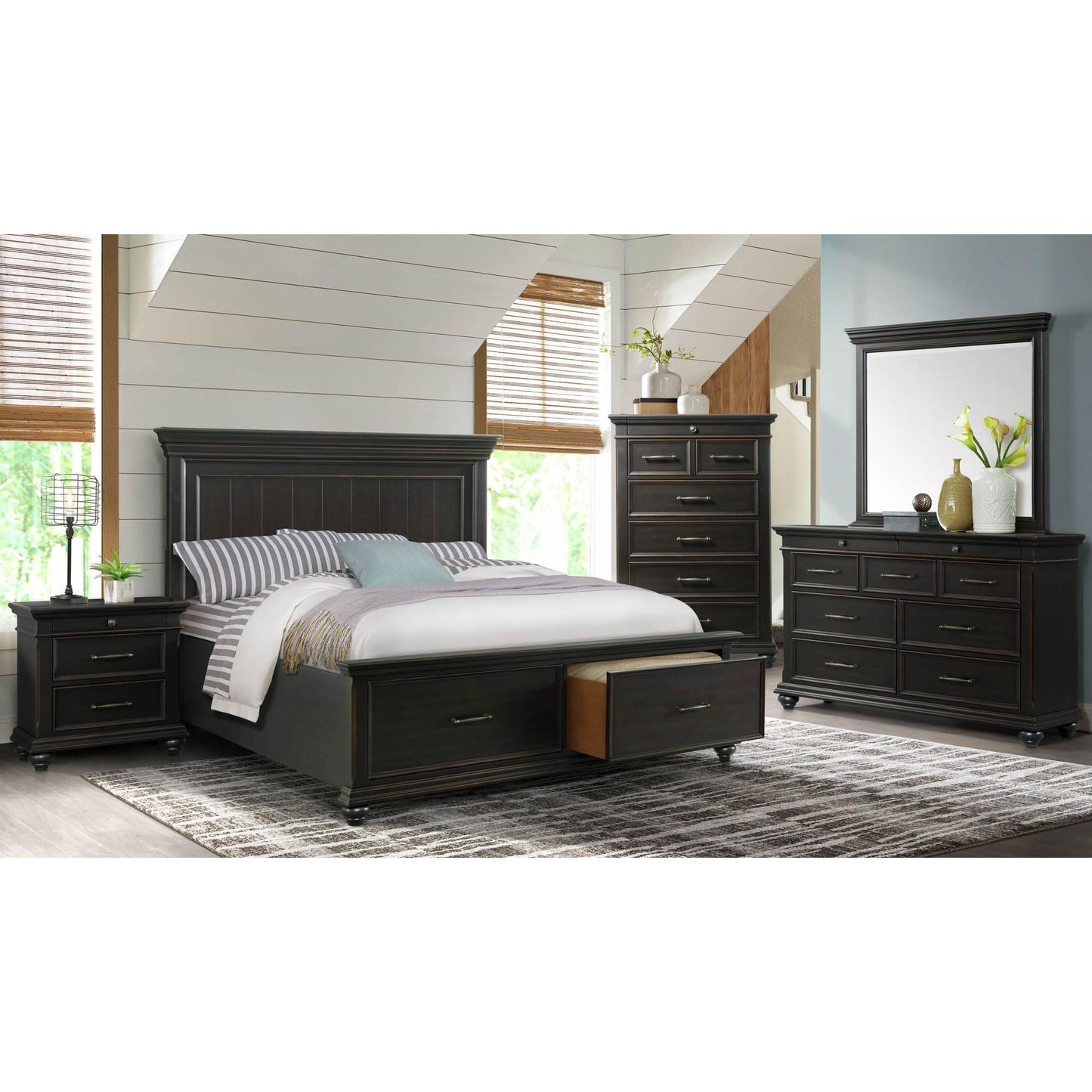 Elements International Slater SR850KB King Platform Storage Bed - Black IMAGE 10