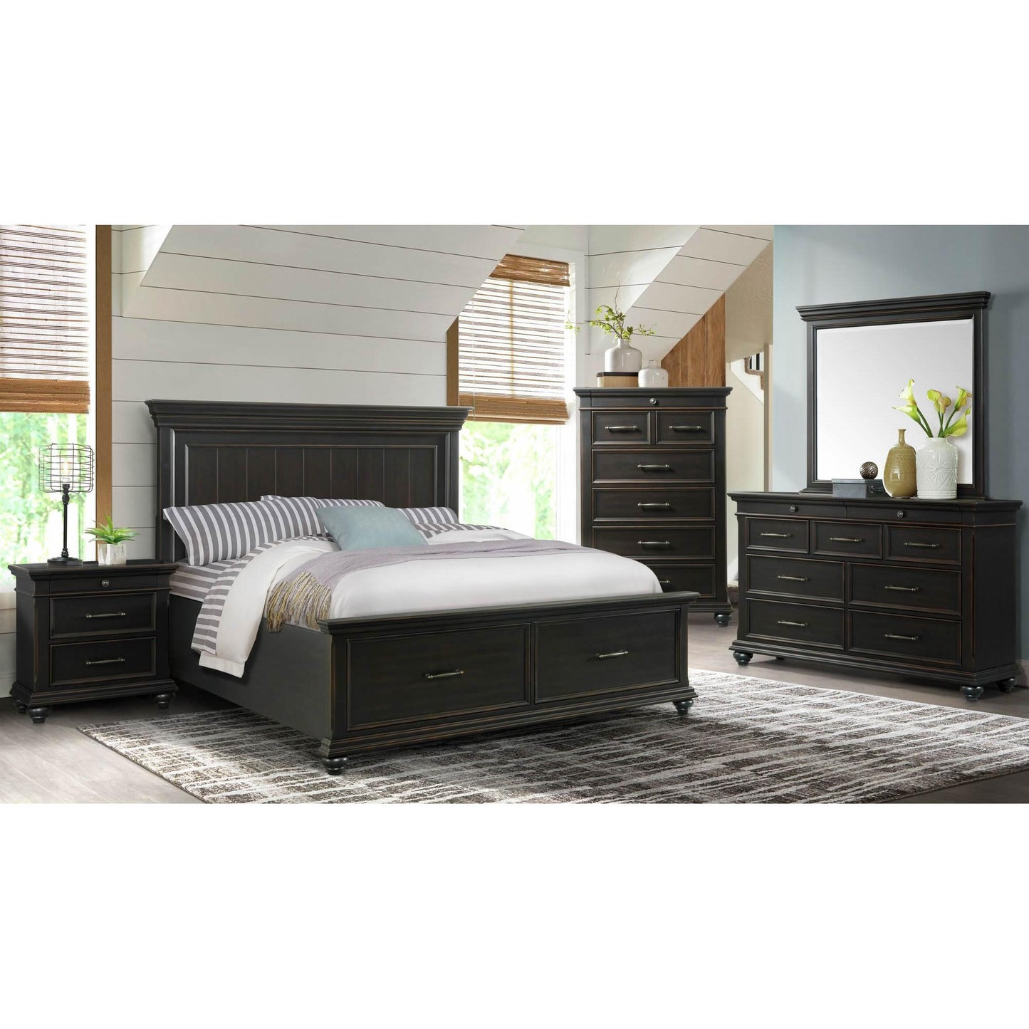 Elements International Slater SR850KB King Platform Storage Bed - Black IMAGE 9
