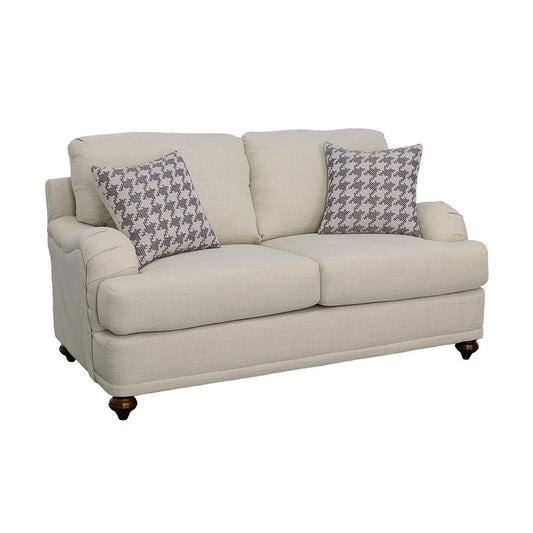 Coaster Furniture Glenn 511092 Upholstered English Arm Loveseat - Light Grey and Blue IMAGE 1
