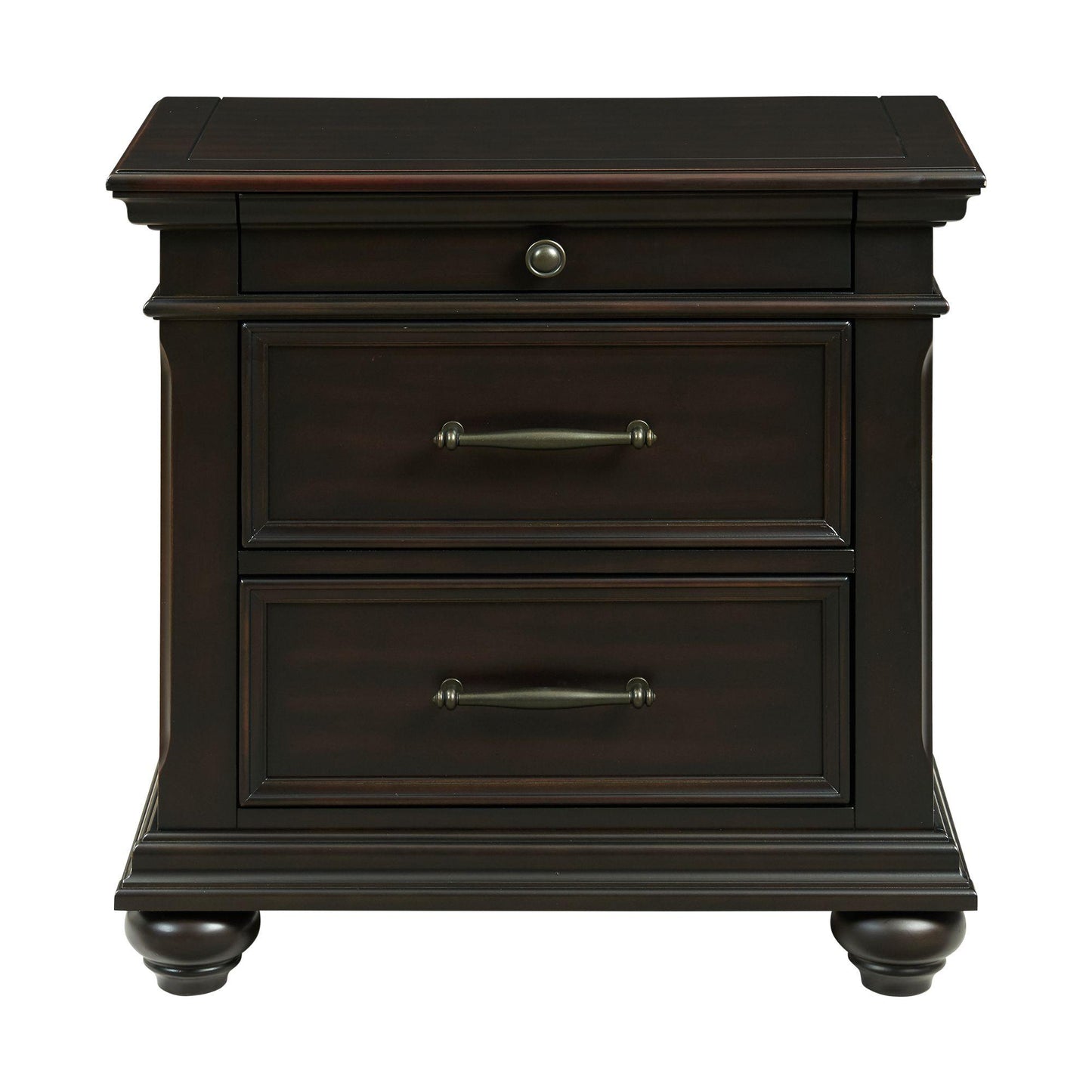 Elements International Slater SR800NS 3-Drawer Nightstand with USB Ports - Black IMAGE 2