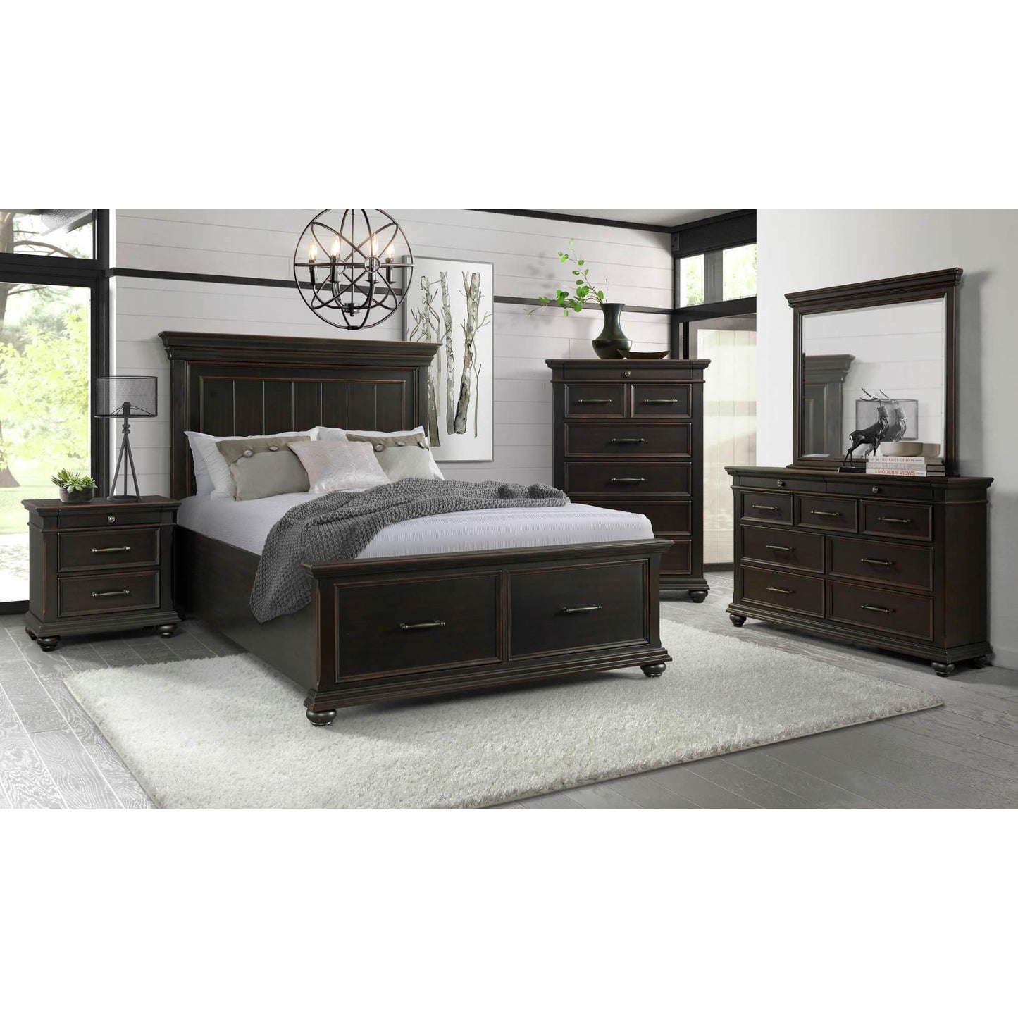 Elements International Slater SR800NS 3-Drawer Nightstand with USB Ports - Black IMAGE 9