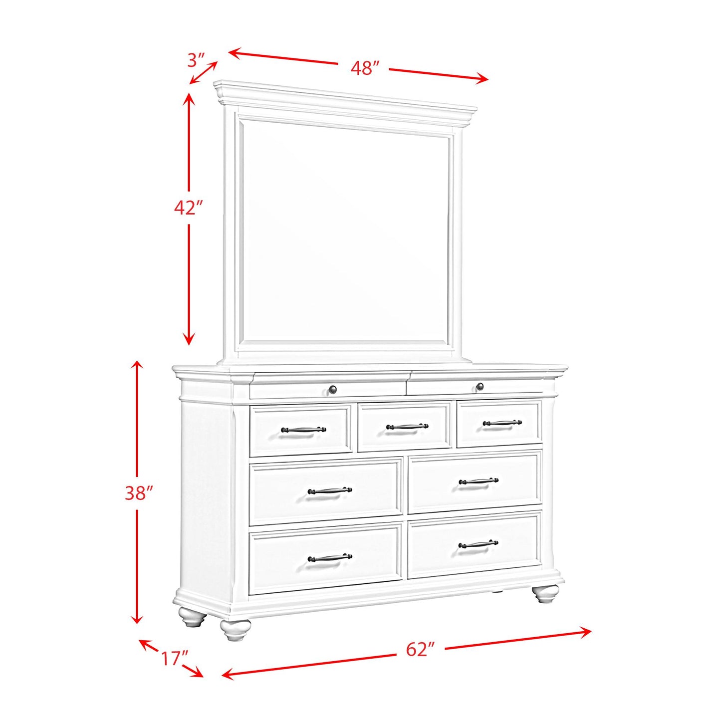 Elements International Slater SR800DRMR Dresser with Mirror - Black IMAGE 12