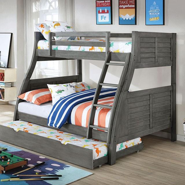 Furniture of America Hoople CM-BK963GY Twin/Full Bunk Bed IMAGE 1