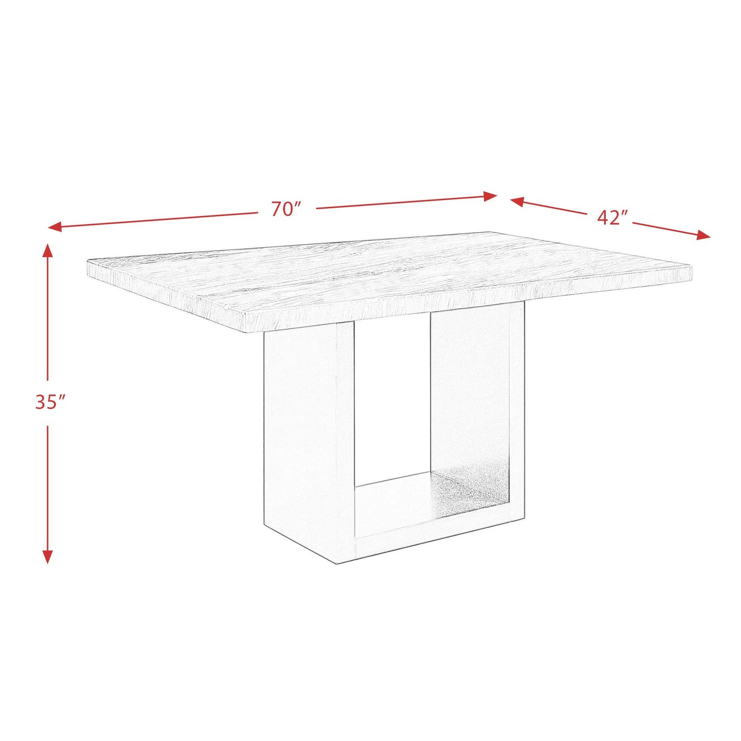 Elements International Valentino CVL500CTTB Counter Height Dining Table - White Marble IMAGE 10