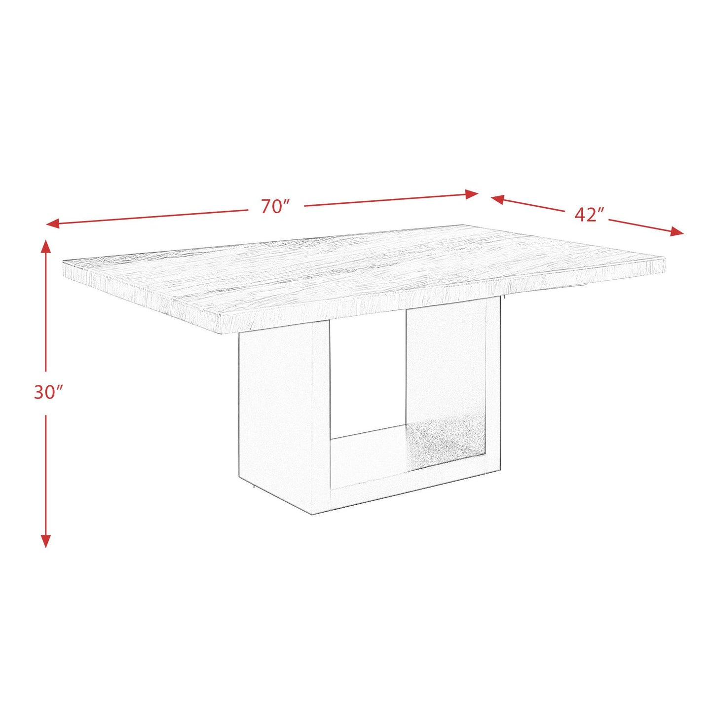 Elements International Valentino CVL500DTB Dining Table - White Marble IMAGE 10