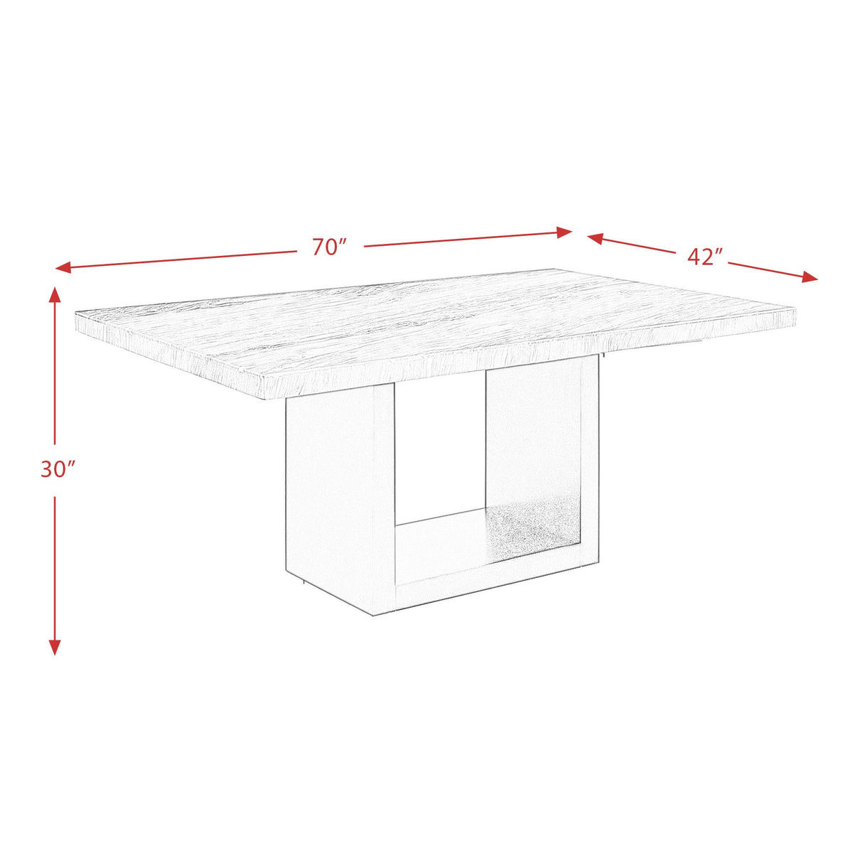 Elements International Valentino CVL500DTB Dining Table - White Marble IMAGE 10
