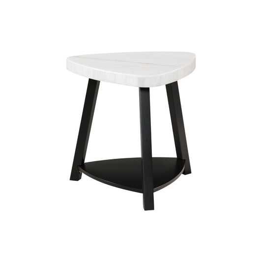 Elements International Trinity CTN100ET White Marble Top End Table IMAGE 1