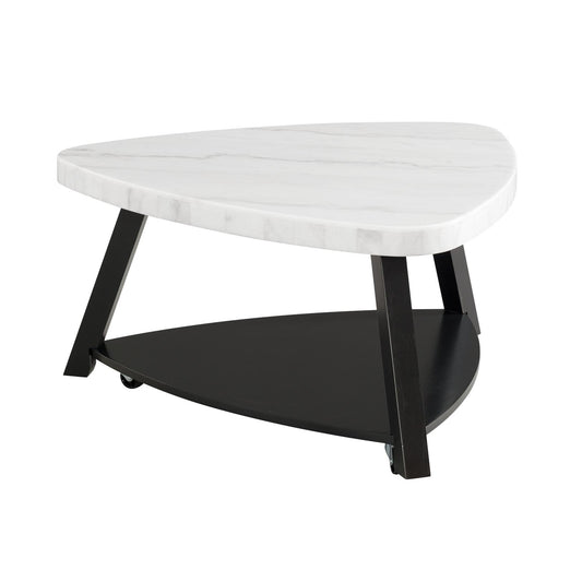 Elements International Trinity CTN100CT White Marble Top Coffee Table IMAGE 1