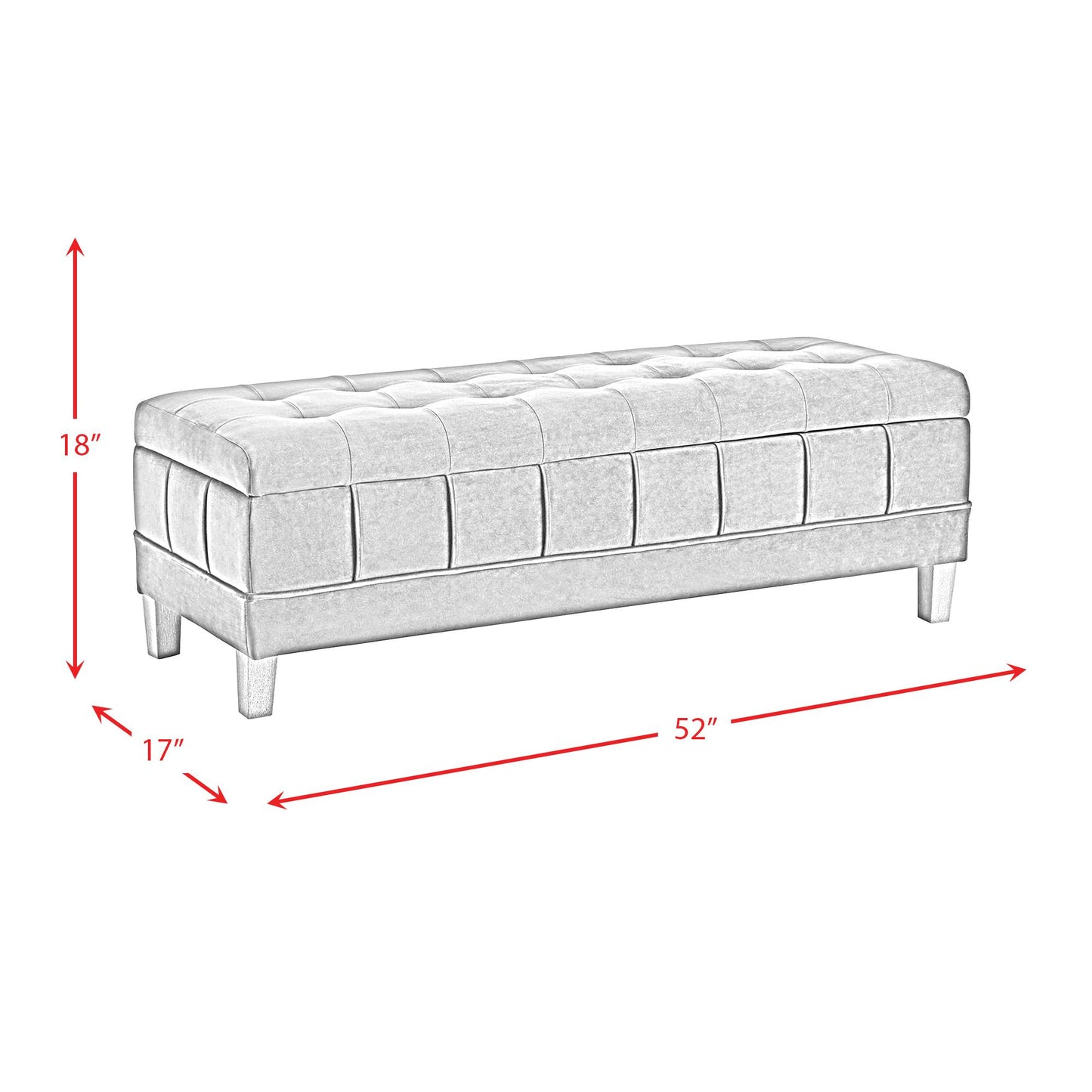 Elements International Crosby Tufted Storage Ottoman - Evergreen IMAGE 14