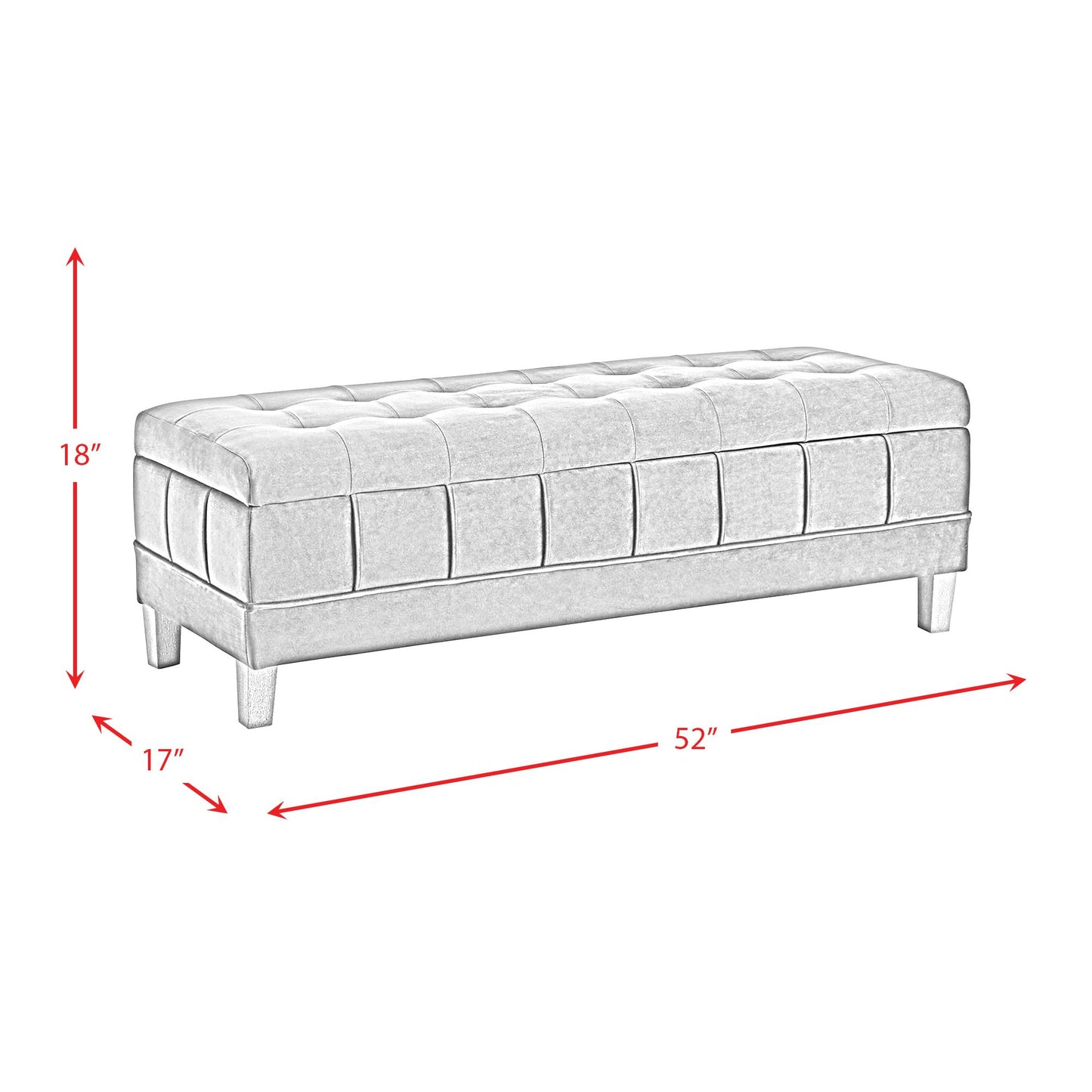 Elements International Crosby Tufted Storage Ottoman - Gun Metal IMAGE 14