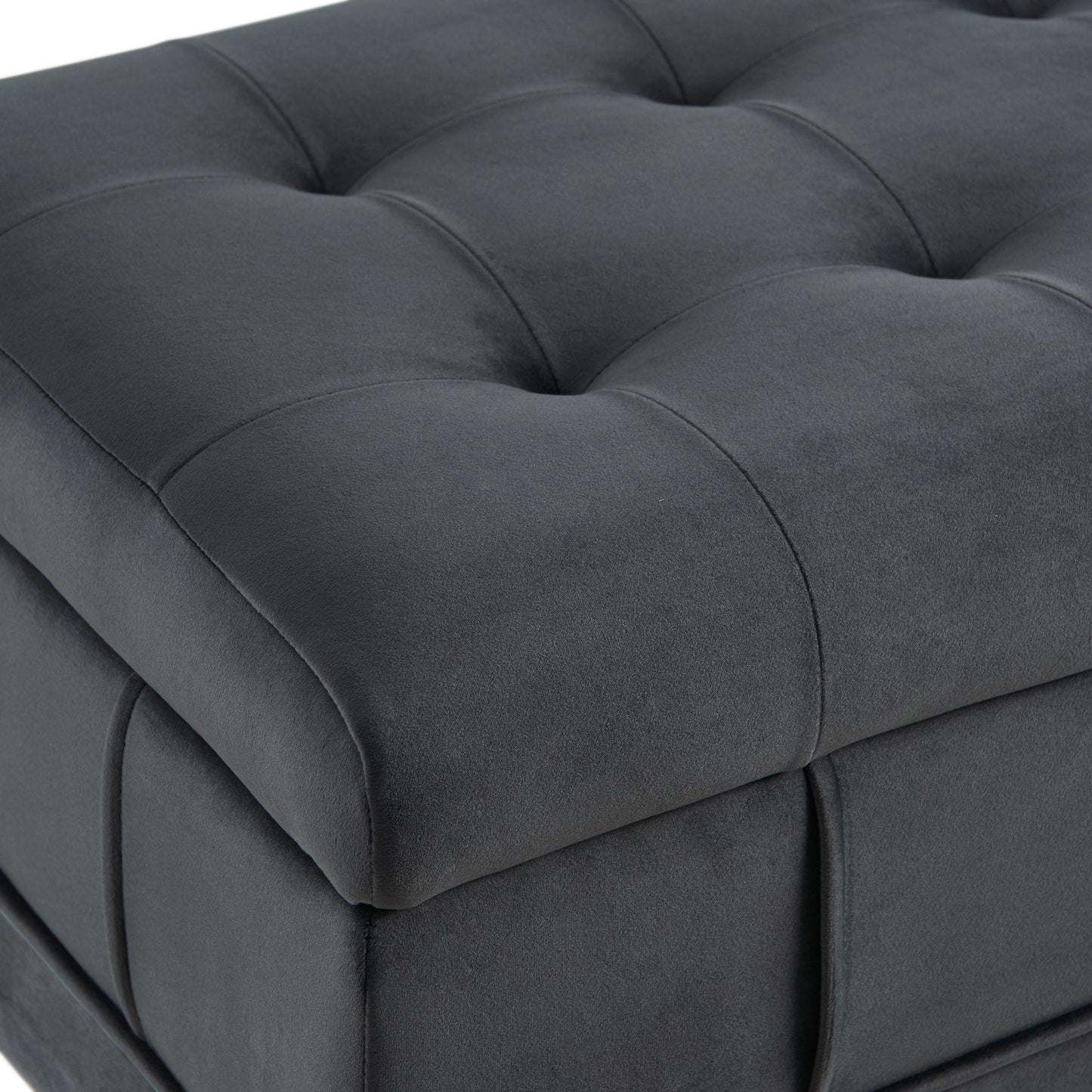 Elements International Crosby Tufted Storage Ottoman - Gun Metal IMAGE 9