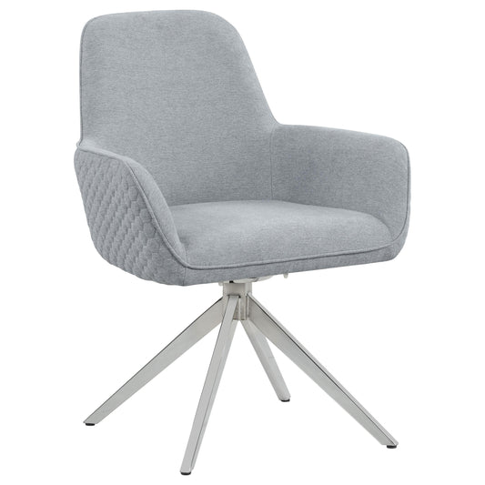 Coaster Furniture Abby 110322 Fabric Upholstered Swivel Dining Arm Chair - Light Grey IMAGE 1
