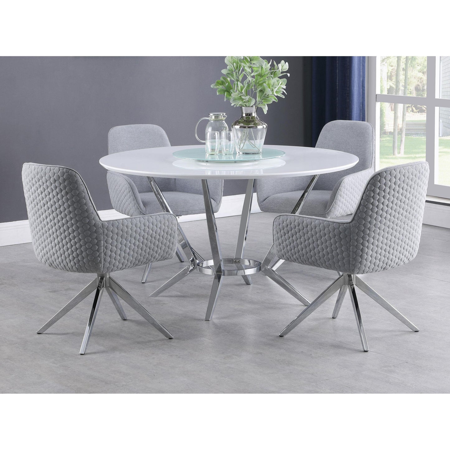 Coaster Furniture Abby 110322 Fabric Upholstered Swivel Dining Arm Chair - Light Grey IMAGE 10