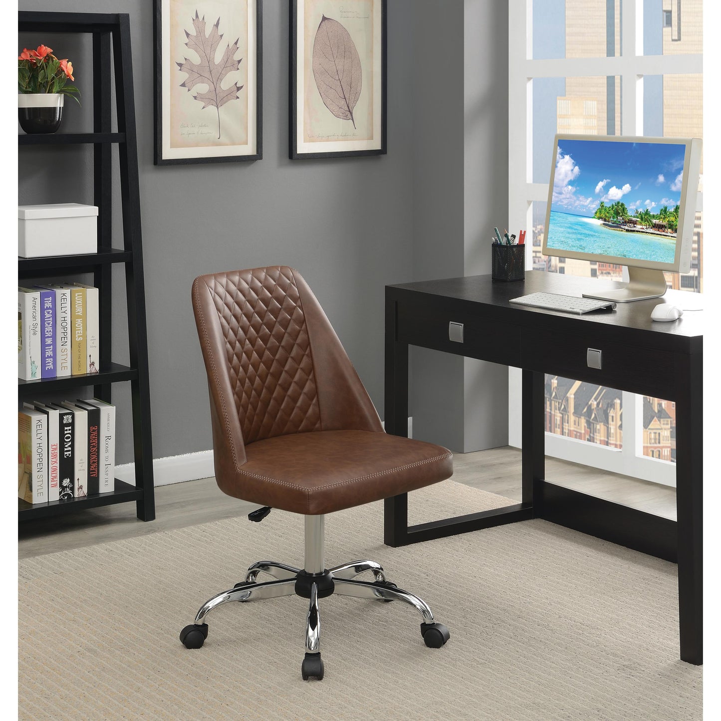Coaster Furniture Althea 881197 Upholstered Adjustable Home Office Desk Chair - Brown IMAGE 7