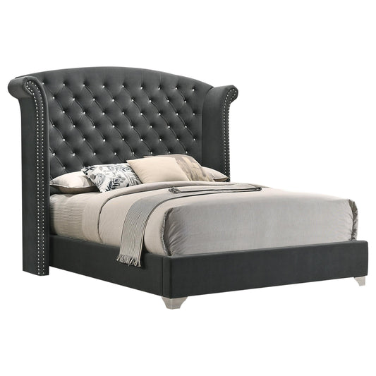 Coaster Furniture Melody 223381KE Upholstered Eastern King Wingback Bed - Grey IMAGE 1