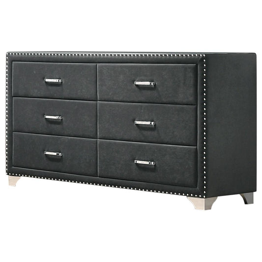 Coaster Furniture Melody 223383 6-Drawer Upholstered Dresser - Grey IMAGE 1