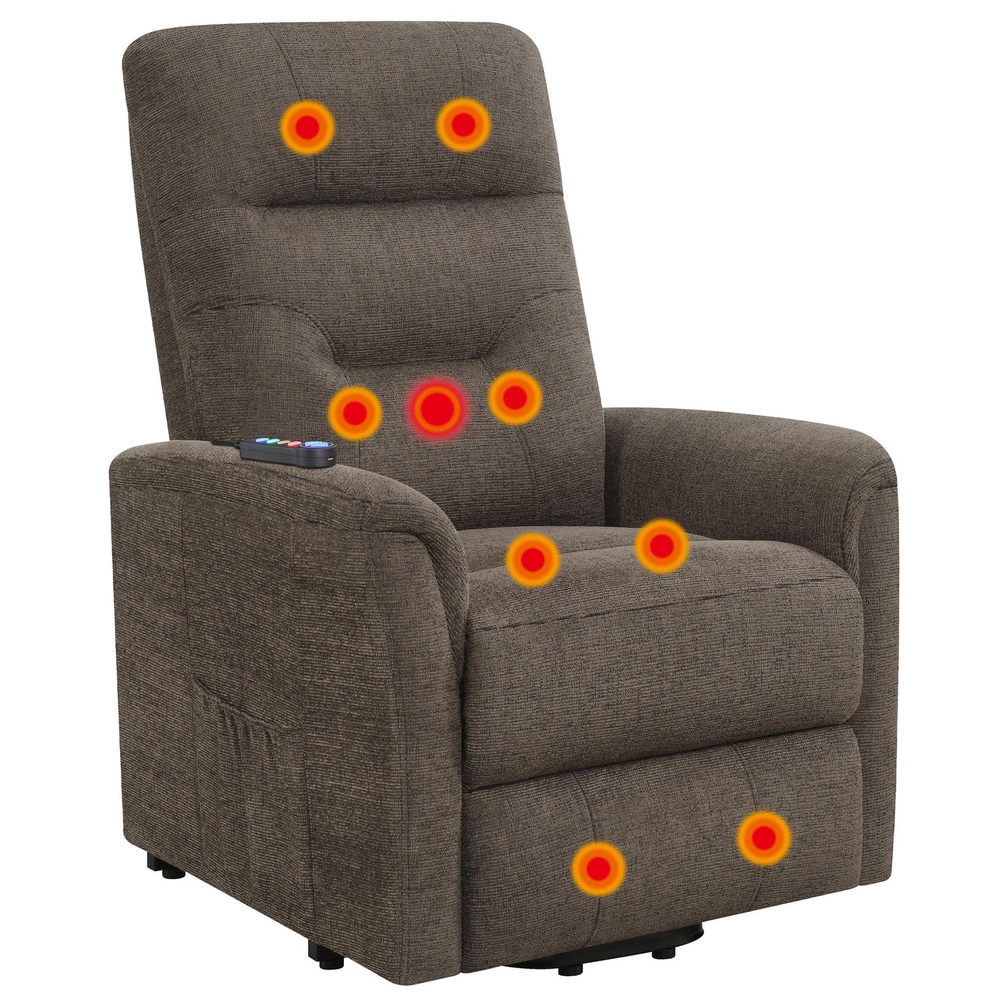 Coaster Furniture Henrietta 609404P Upholstered Power Lift Massage Chair - Brown IMAGE 3